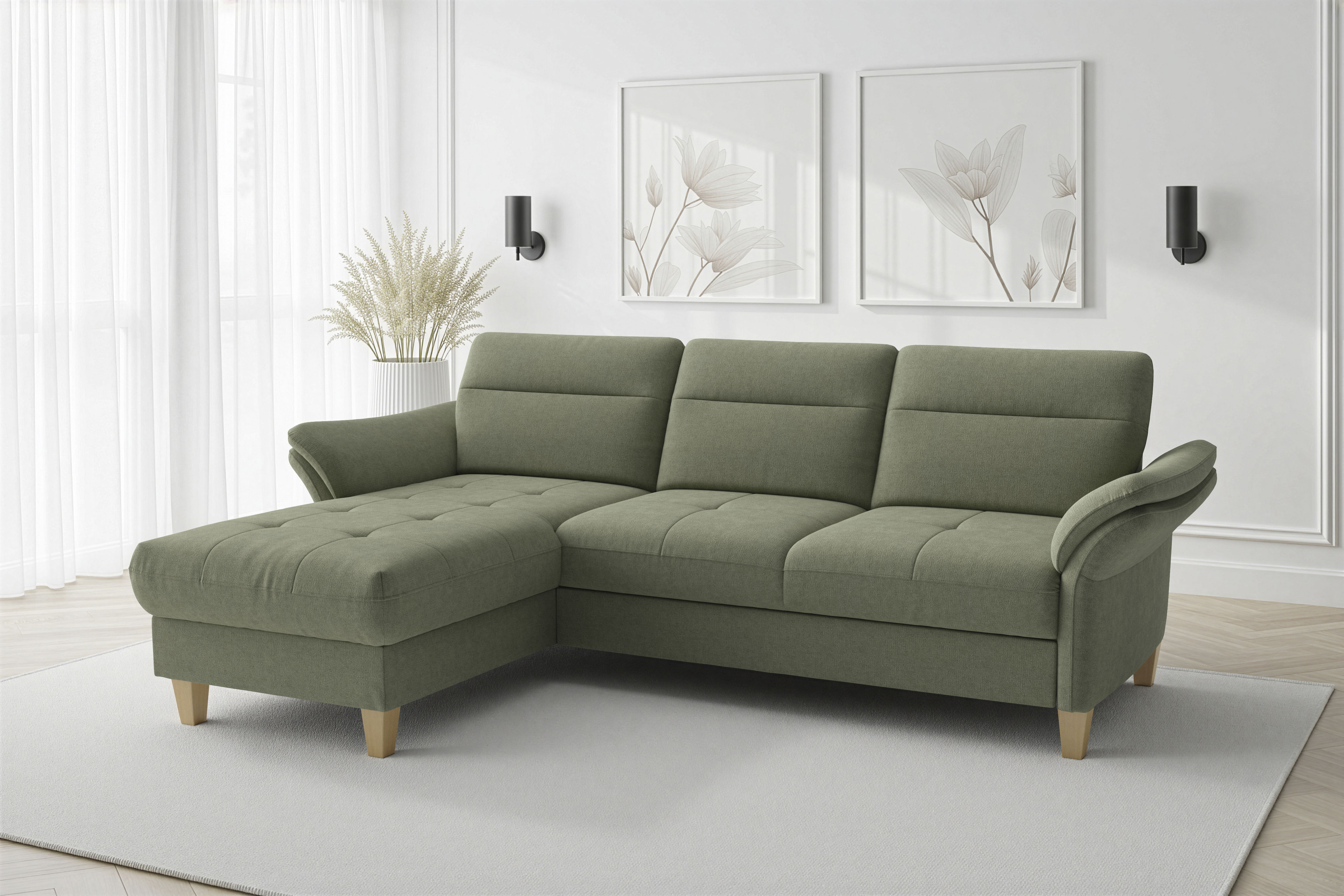 sit&more Ecksofa "Pamela L-Form, B: 230 cm, optional Schlaffunktion & Bettkasten" mit Federkern und Liegefläche aus Originalstoff