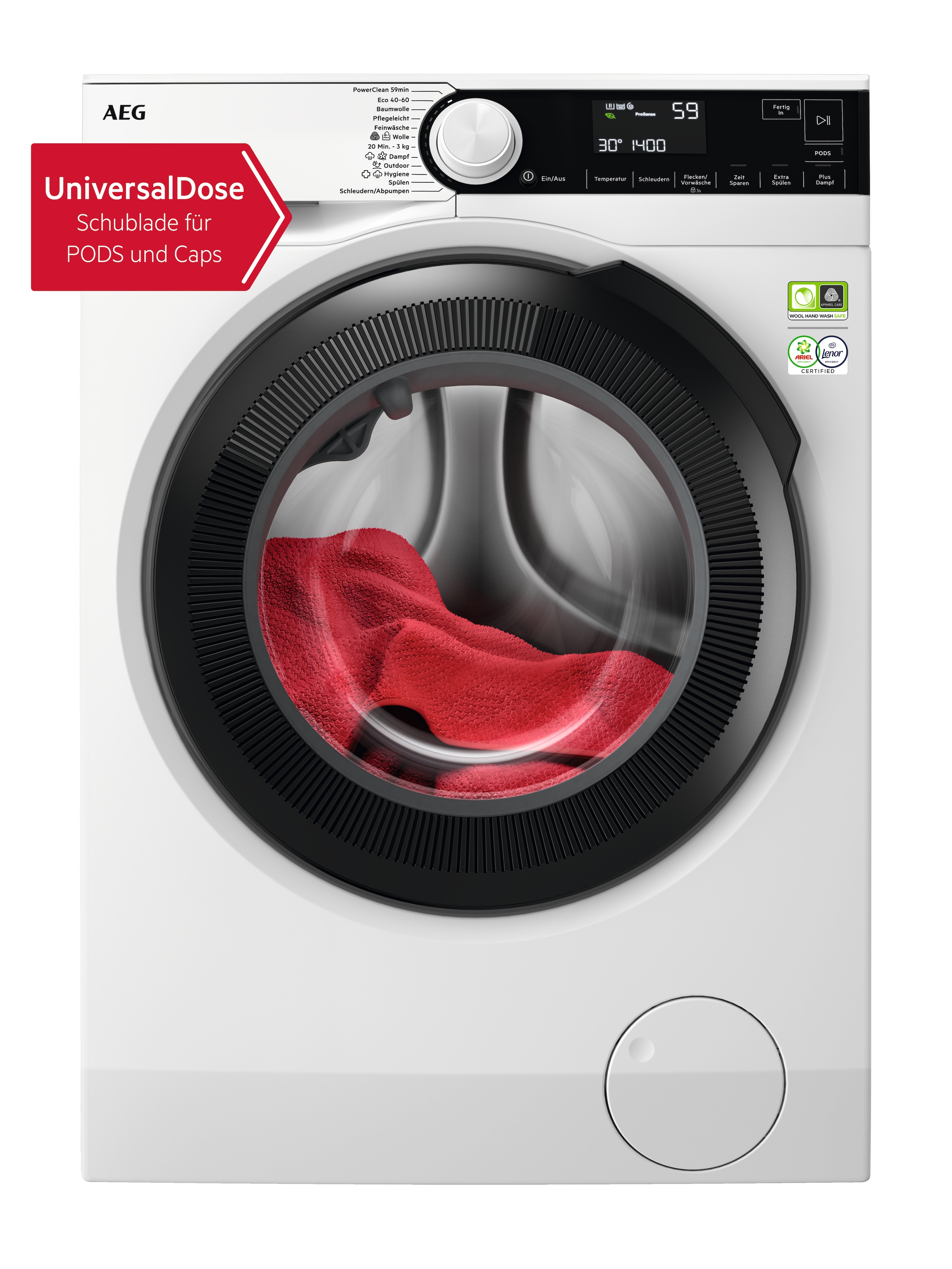 AEG Waschmaschine "LR8E70480" 8 kg 1400 U/min UniversalDose: löst PODS/Caps günstig online kaufen