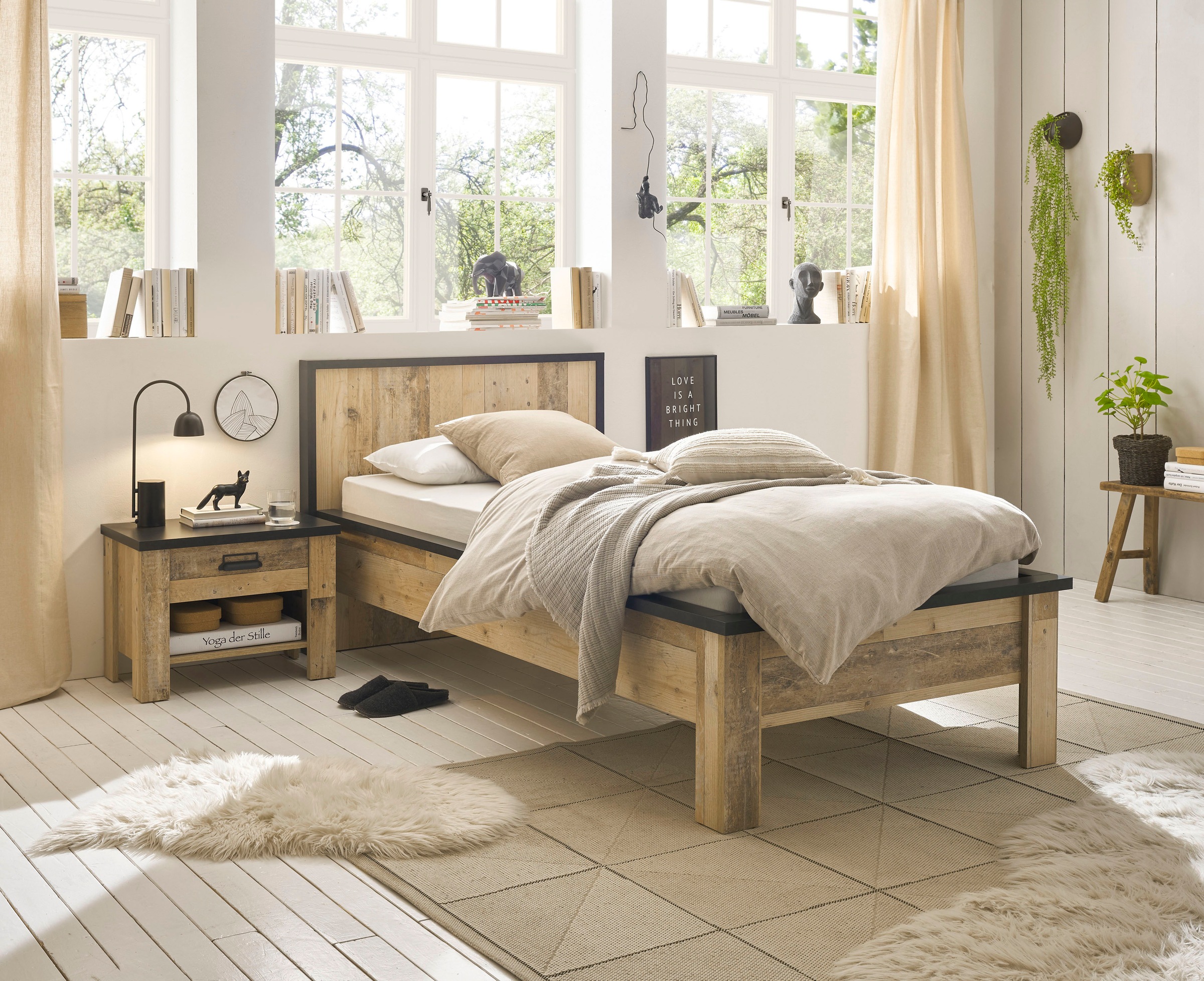 Home affaire Bettanlage "SHERWOOD" 2 Stk. tlg. Liegefläche Bett 90x200cm, N günstig online kaufen