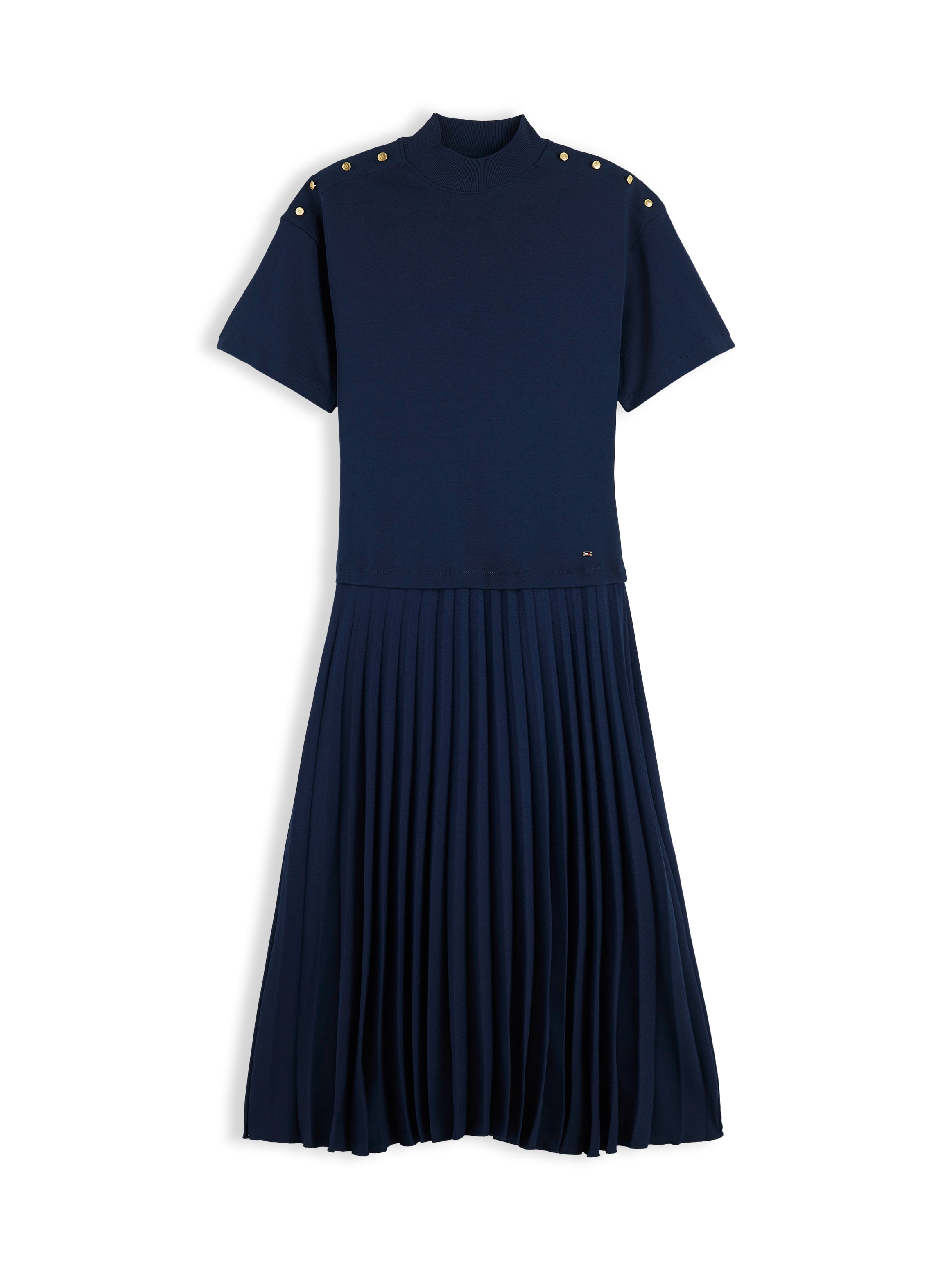 Tommy Hilfiger Strickkleid »GOLD BUTTON HIGH-NK S/S DRESS« Baumwolle