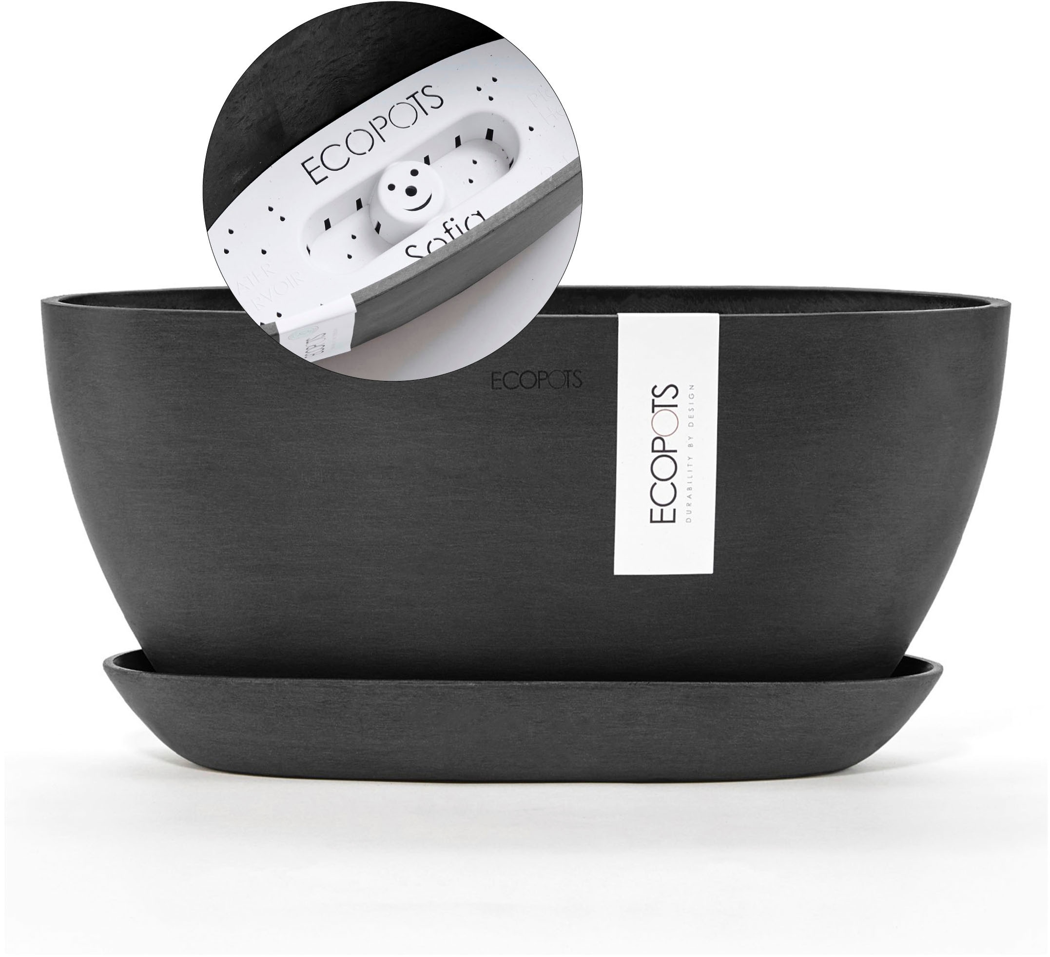 ECOPOTS Blumentopf "Sofia" mit passendem Untersetzer günstig online kaufen