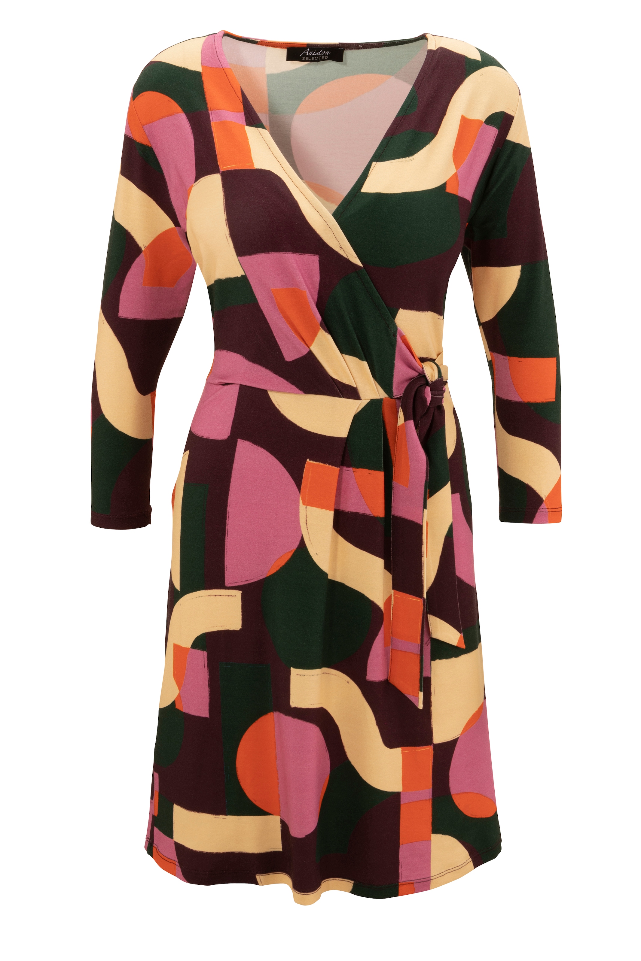 Aniston SELECTED Jerseykleid, mit Wickeloptik BAUR für NEUE - Bindedetail und bestellen Ausschnitt | KOLLEKTION in