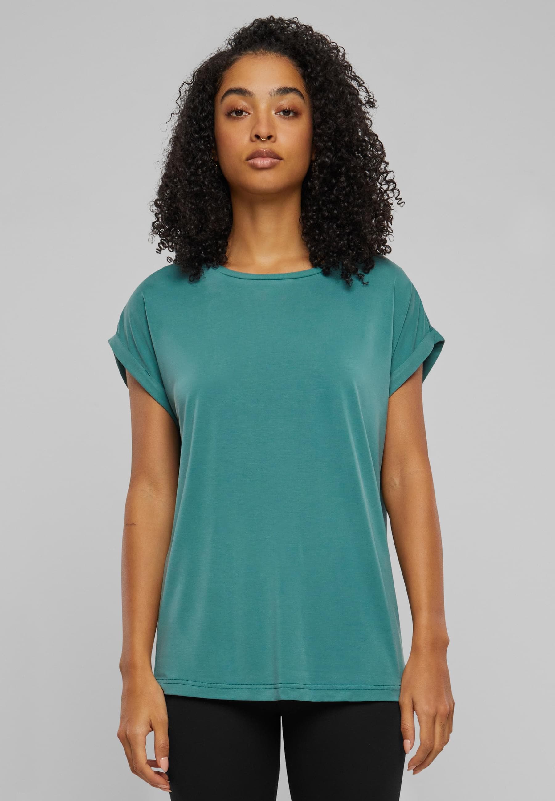 URBAN CLASSICS Kurzarmshirt »Urban Classics Damen Ladies Modal Extended Shoulder Tee«, (1 tlg.)