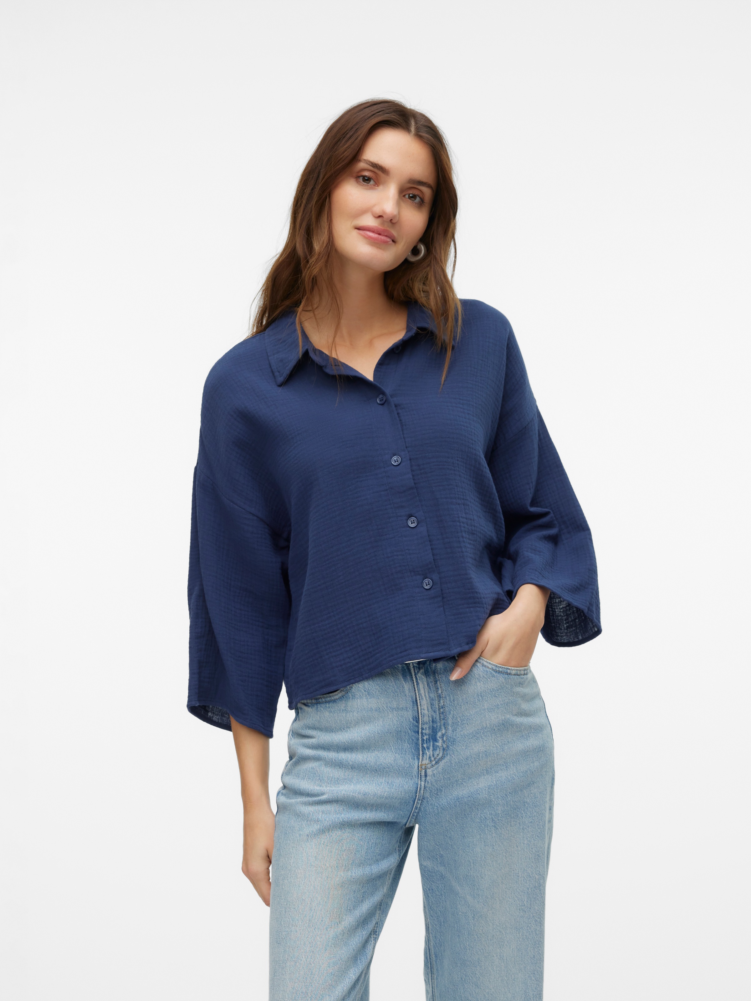Vero Moda Hemdbluse "VMNATALI CROP SHIRT WVN NOOS" Baumwolle, loose fit günstig online kaufen