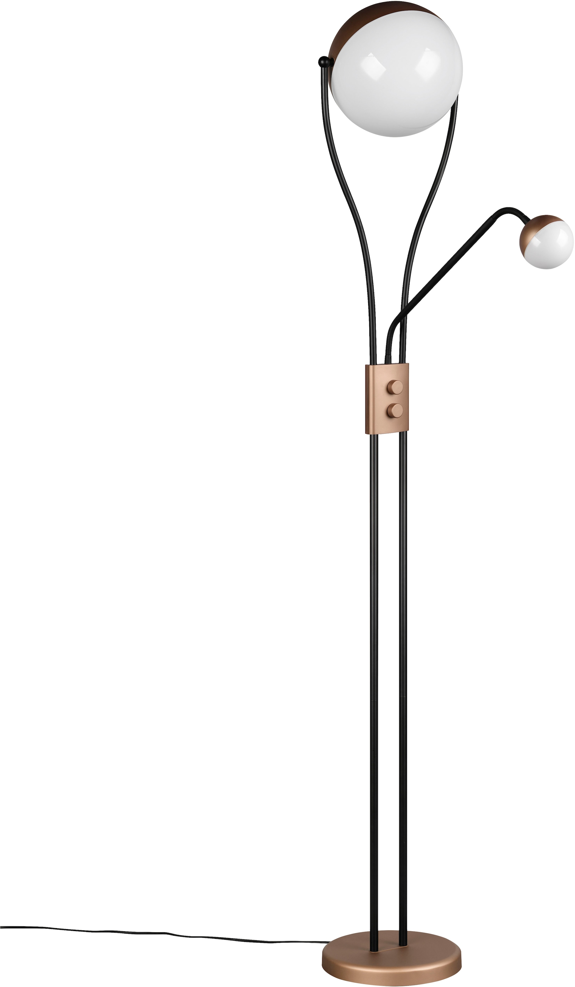 TRIO Leuchten LED Stehlampe »CHRIS, LED Stehleuchte Höhe 180cm, mit Lesearm, Drehdimmer«, 2 flammig, Leuchtmittel LED-Board-LED-Board | LED fest integriert-LED fest integriert, flexibles Leselicht getrennt schalten + dimmen, warmweißes Licht 3000K