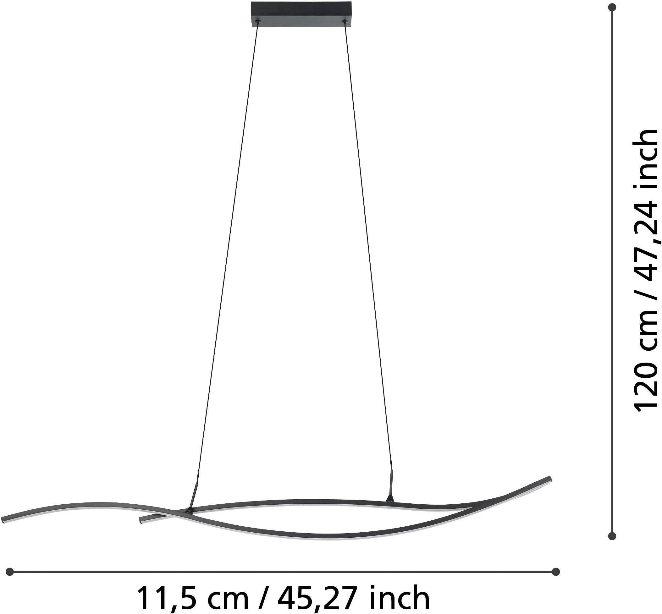 EGLO Hängeleuchte »Grisolia Hängelampe, Wohnzimmerlampe, Metall und Kunststoff, Lampe« LED-Modul 1 Stk. Neutralweiß Hängeleuchte - L115 x B7 x H120 cm - schwarz - 20W inkl.
