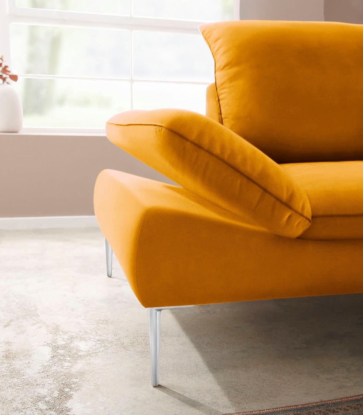W.SCHILLIG Ecksofa »enjoy&MORE, Designsofa, elegant und bequem, L-Form«, mit Sitztiefenverstellung, Füße Chrom glänzend, Breite 294 cm