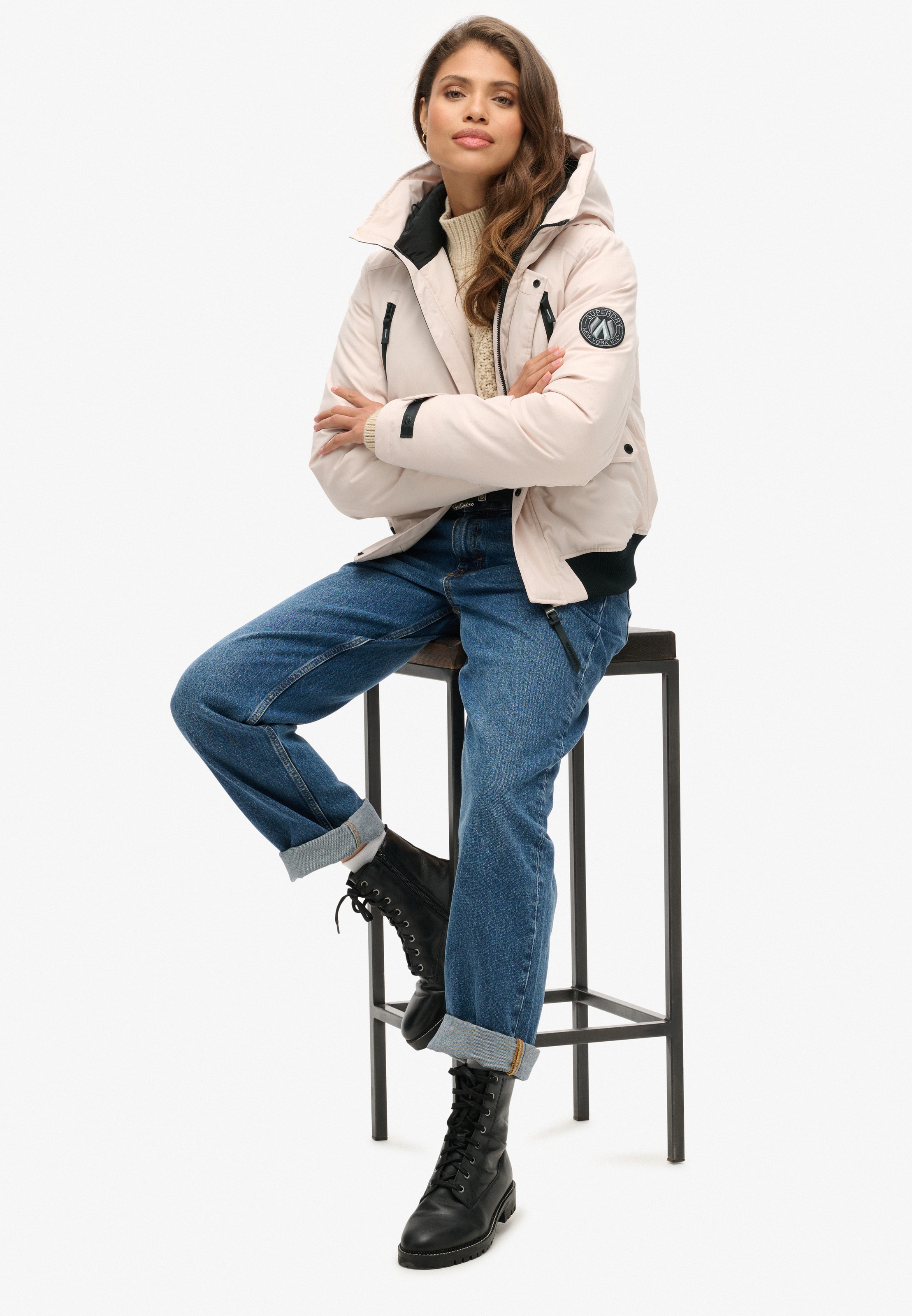 Superdry Bomberjacke »CITY PADDED BOMBER JACKET« ohne Kapuze Materialmix, regular fit