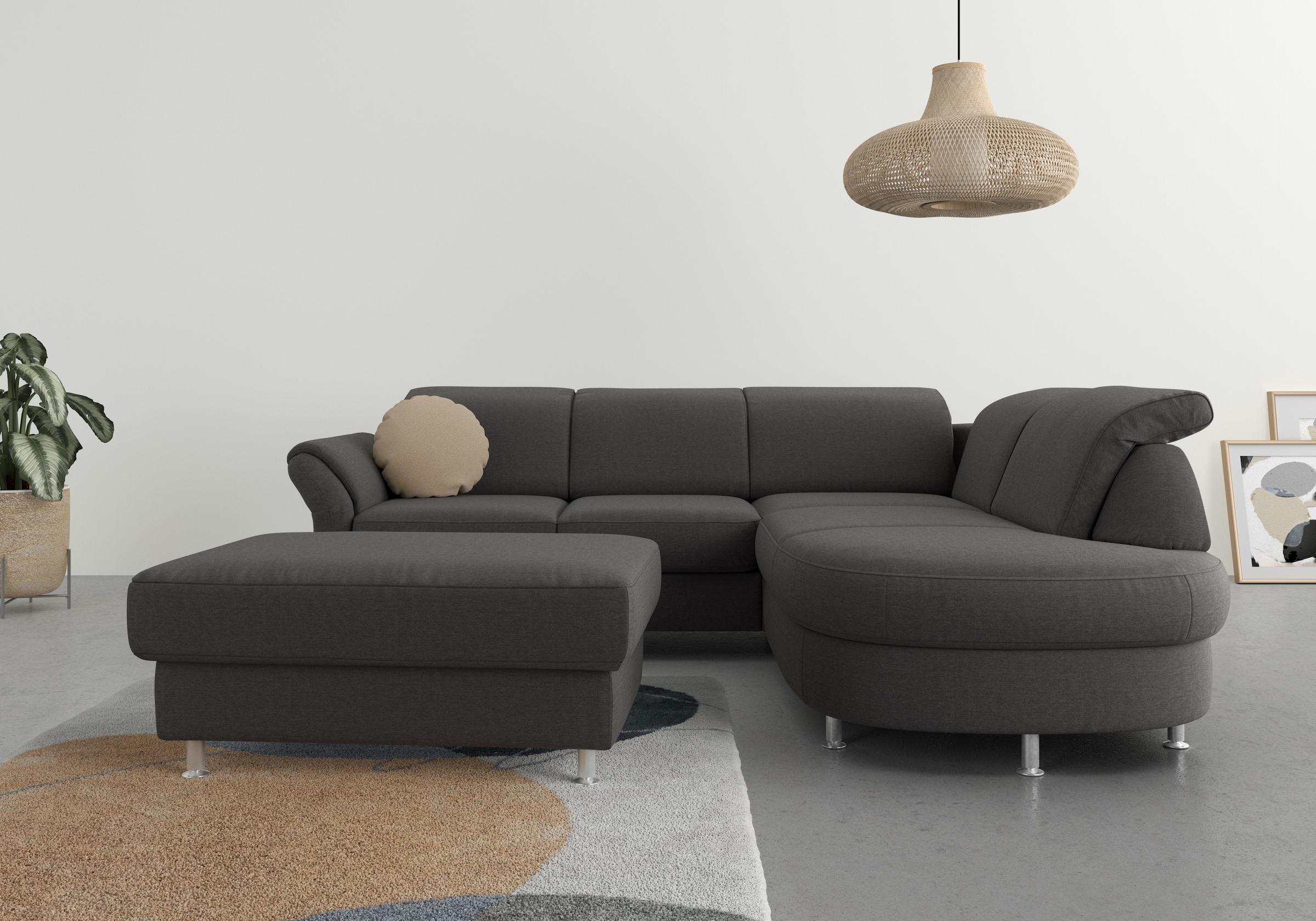 sit&more Ecksofa "Apulia L-Form" wahlweise Schlaffunktion, Bettkasten und Kopf- und Armteilverstellung
