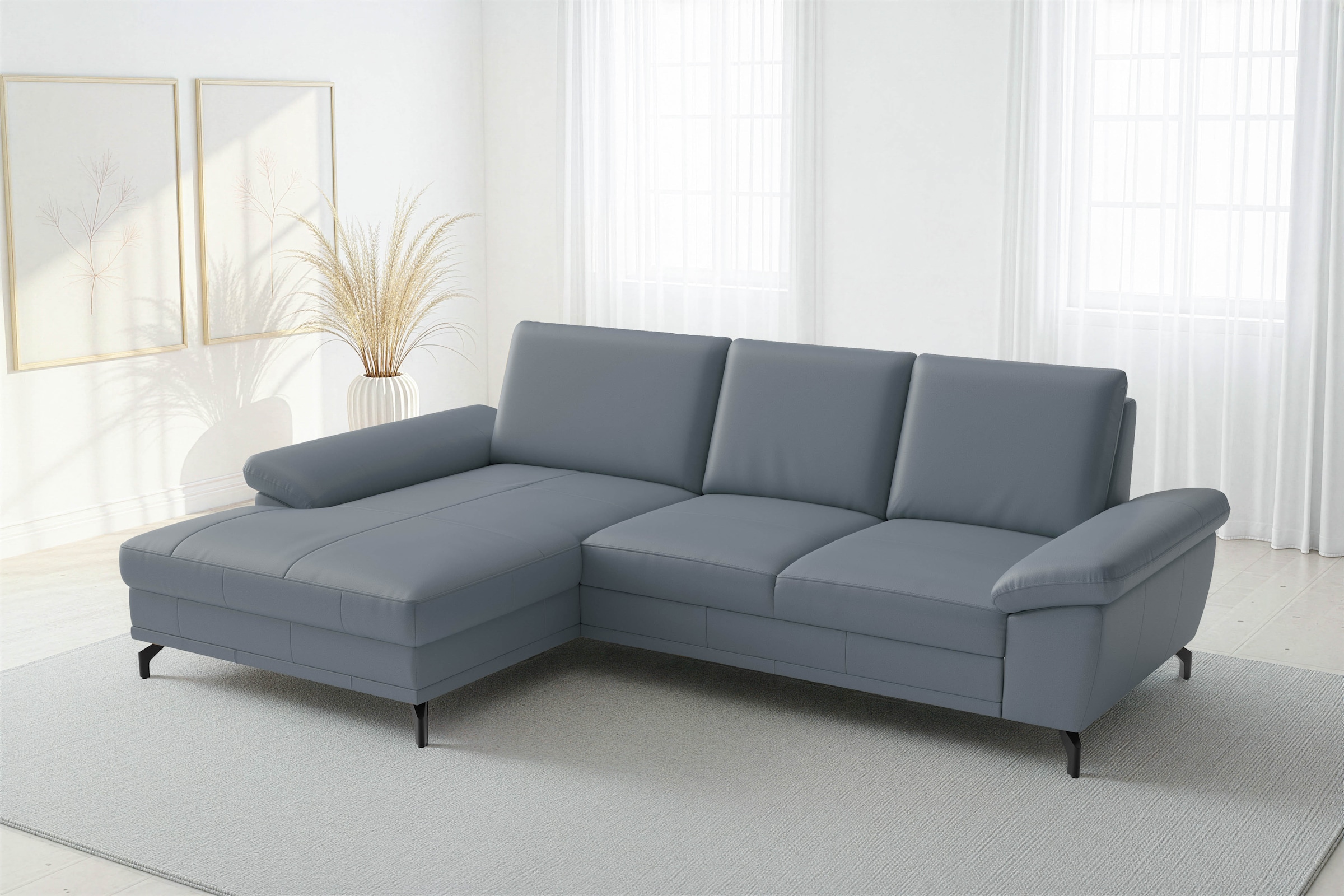 sit&more Ecksofa "Chelsea L-Form, B: 264 cm, Leder, inkl. Sitztiefen-&Armteilverstellung" optional mit Schlaffunktion und Bettkasten