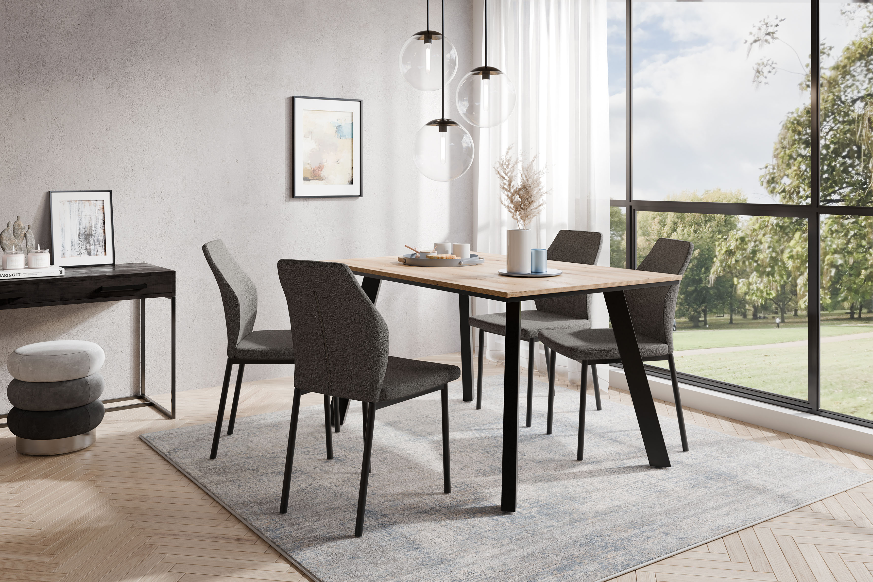 OTTO home Essgruppe "Genf Tischgruppe, Esstisch plus 4 Stühle" Set, Ottos D günstig online kaufen