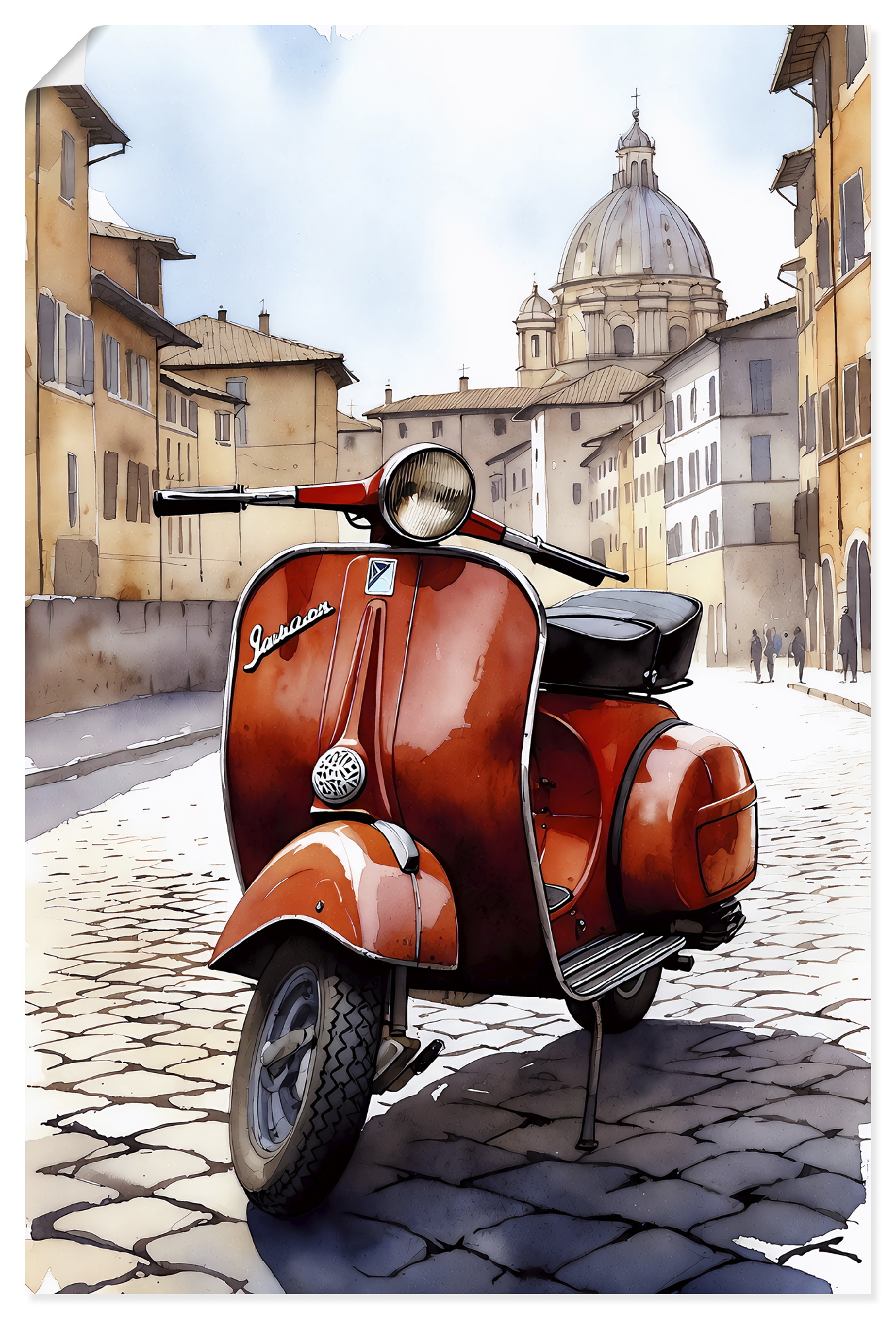 Artland Wandbild "Roter Motorroller in Italien" 1 Stk. tlg. als Alubild, Leinwandbild, Poster, Wandaufkleber in verschied. Größen