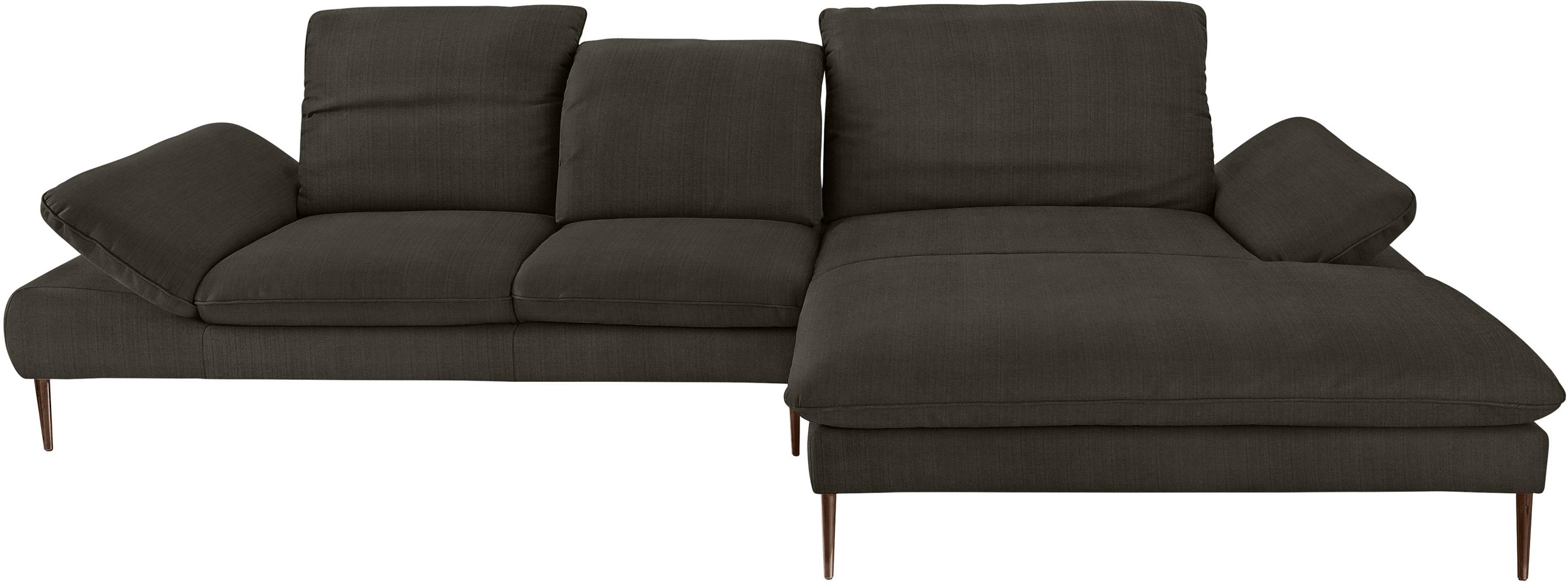 Ecksofa W.SCHILLIG "enjoy&MORE, Designsofa, bequem, elegant und zeitlos, L-Form", grün (hunter r66), B:340cm H:87cm T:185cm, Chenille-Flachgewebe R66 (85% Polyester, 15% Nylon);Longlife Xtra-Leder Z59: Glattleder mit modischer Prägung. Hautstärke 0, 9 - 1 5