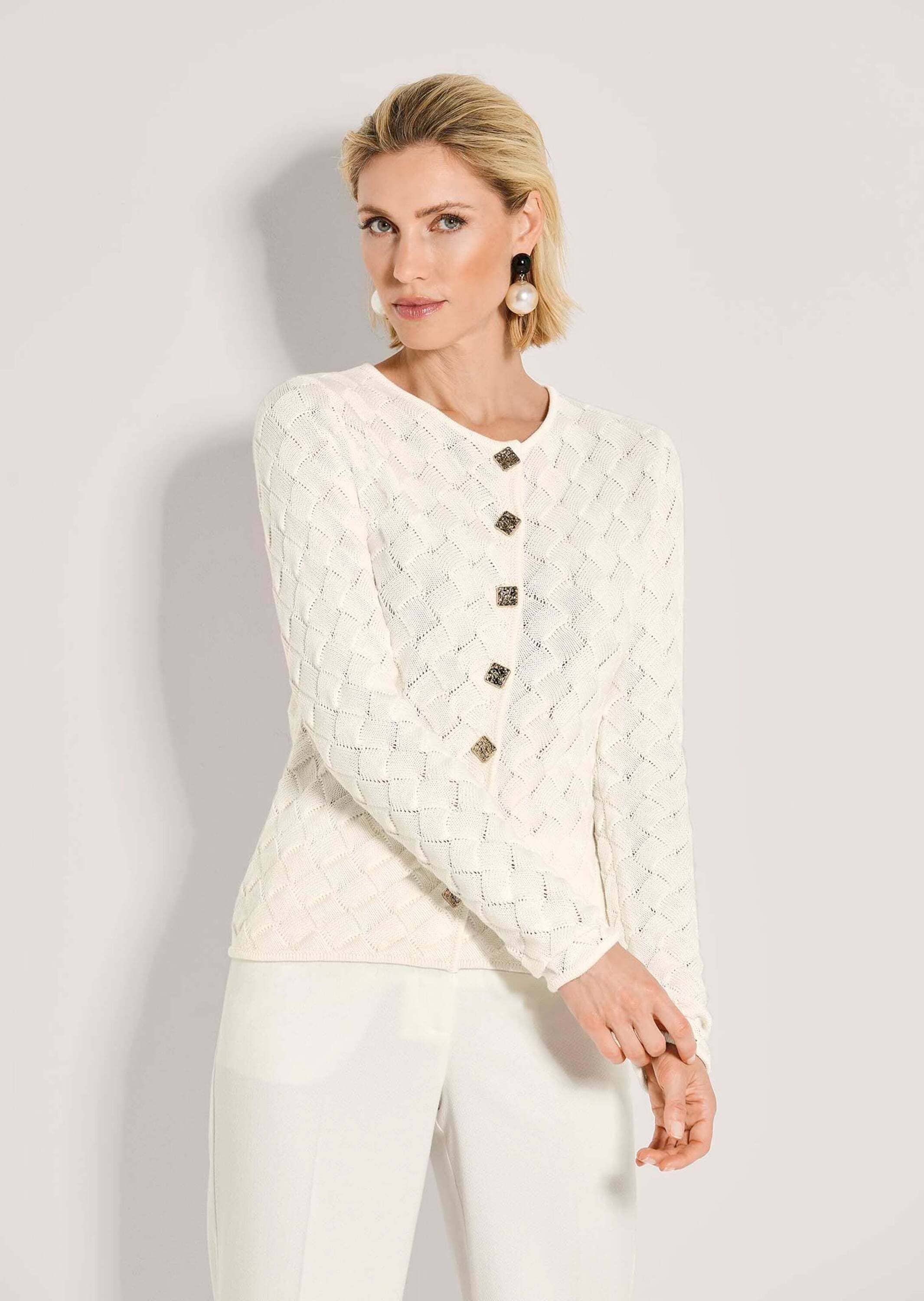 MADELEINE Strickjacke »Strickblazer Edler Struktur-Blazer mit Strickmuster, Langarm« Allover-Strickmuster