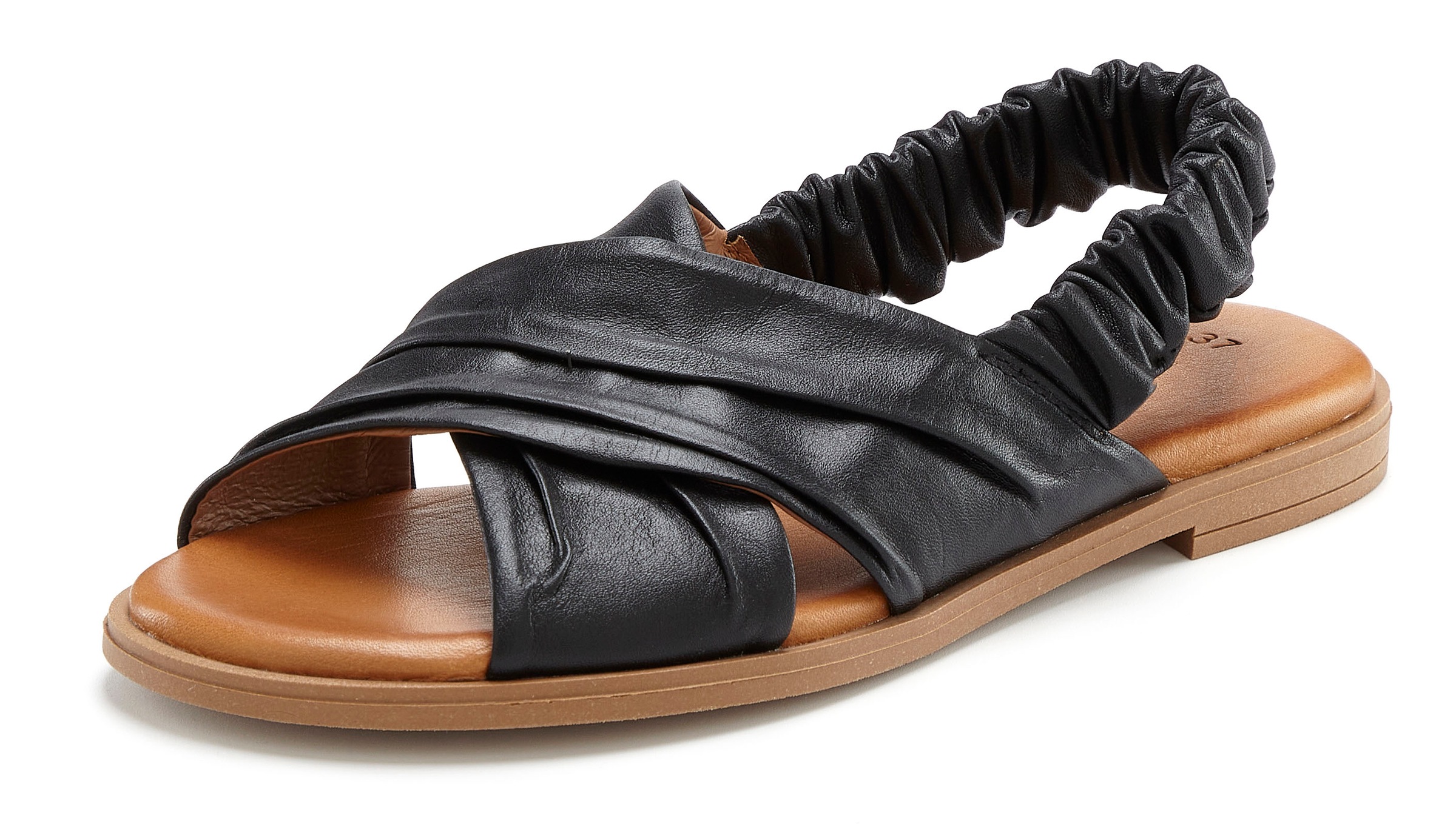 Vivance Sandale »Sandalette, Sommerschuh, offener Schuh, Pantolette«, aus Leder mit elastischen Riemchen