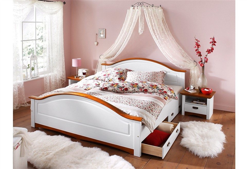 Home affaire Massivholzbett »Konrad, hohe Belastbarkeit! FSC® zertifiziertes Massivholz«, (Breite/Belastbarkeit 180cm/220 KG, 140cm/180 KG), aus massivem Kiefernholz, FSC®-zertifiziert, INKLUSIVE Rollrost