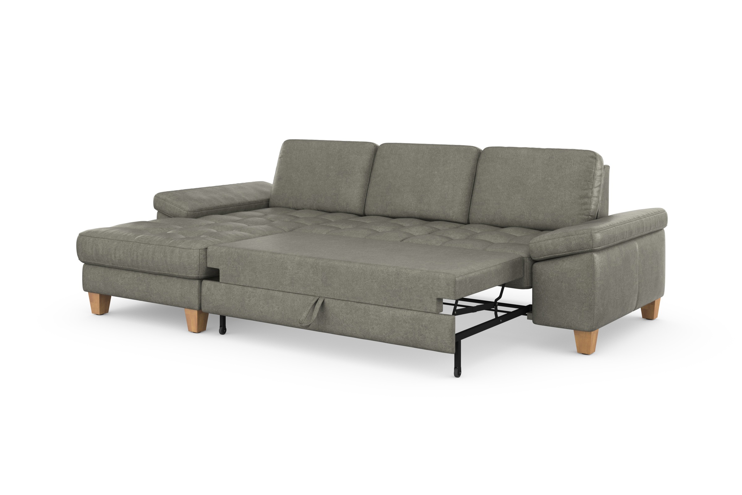 sit&more Ecksofa »Westham L-Form«, mit Recamiere, mit oder ohne Bettfunktion, Bettkasten, Füße Eiche