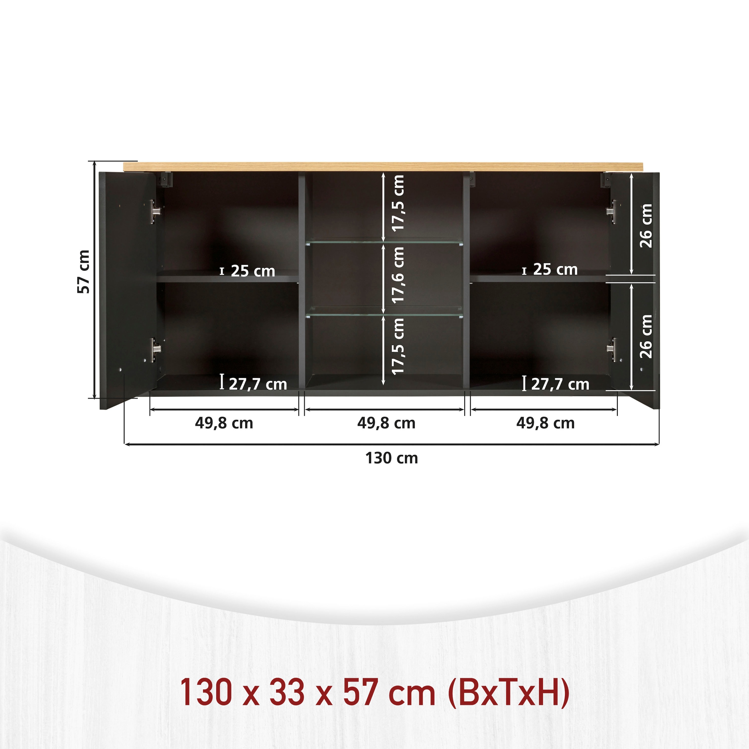 Inter Link Hängeschrank »Veneto« 1 Stk. tlg. Stauraum-Modul, passend zum Spülenschrank, 130x33x57,5 cm