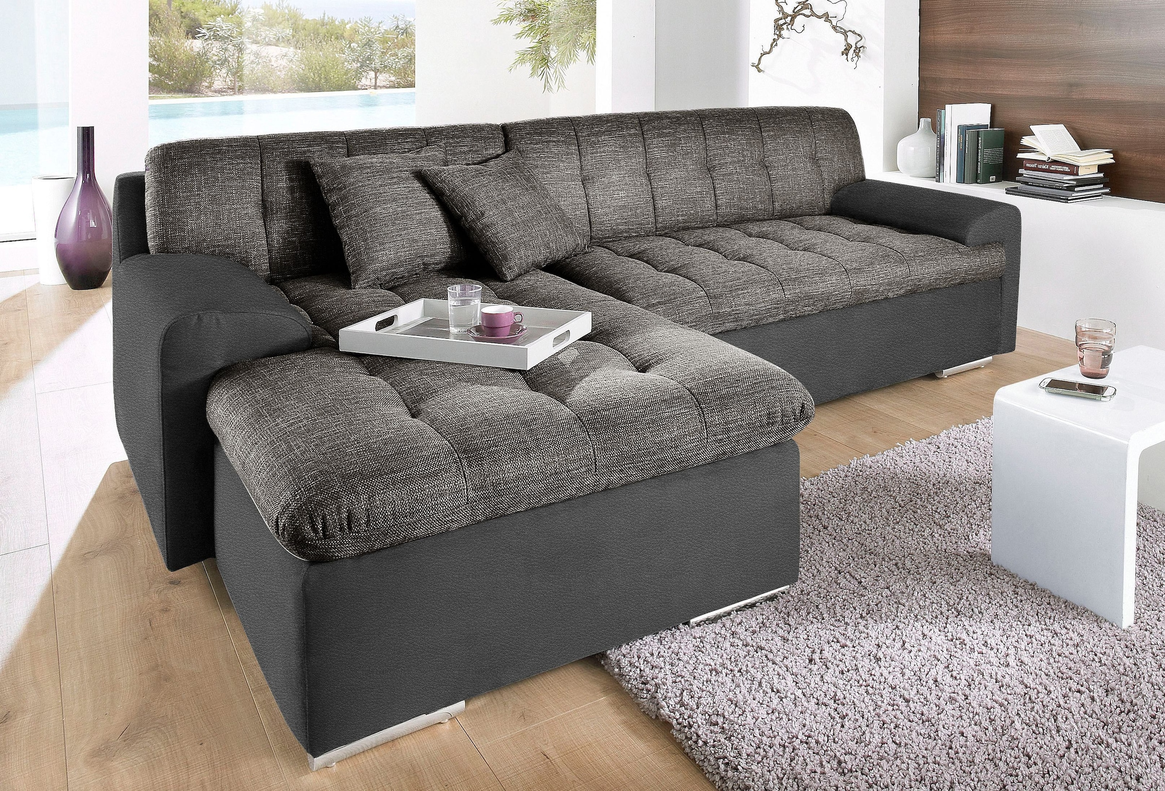 TRENDMANUFAKTUR Ecksofa "Reggae, modern und bequem, aktueller Materialmix, günstig online kaufen