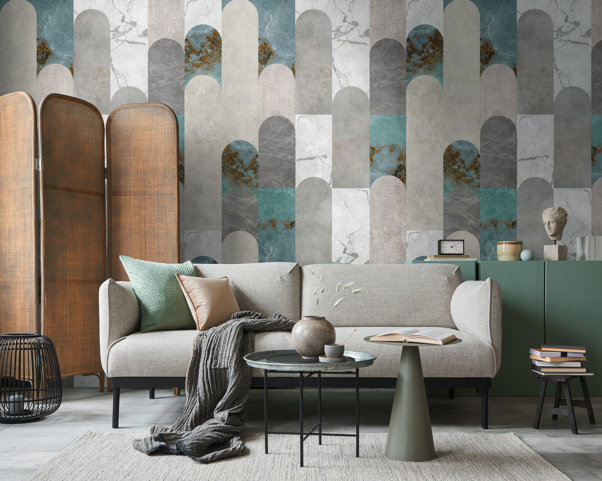 living walls Fototapete "THE WALL III Artdeco Tapete Motivtapete Marmor-Optik Steinoptik" matt glatt Vliestapete Stein-Optik für Schlafzimmer Küche Wohnzimmer Artdeco Flur