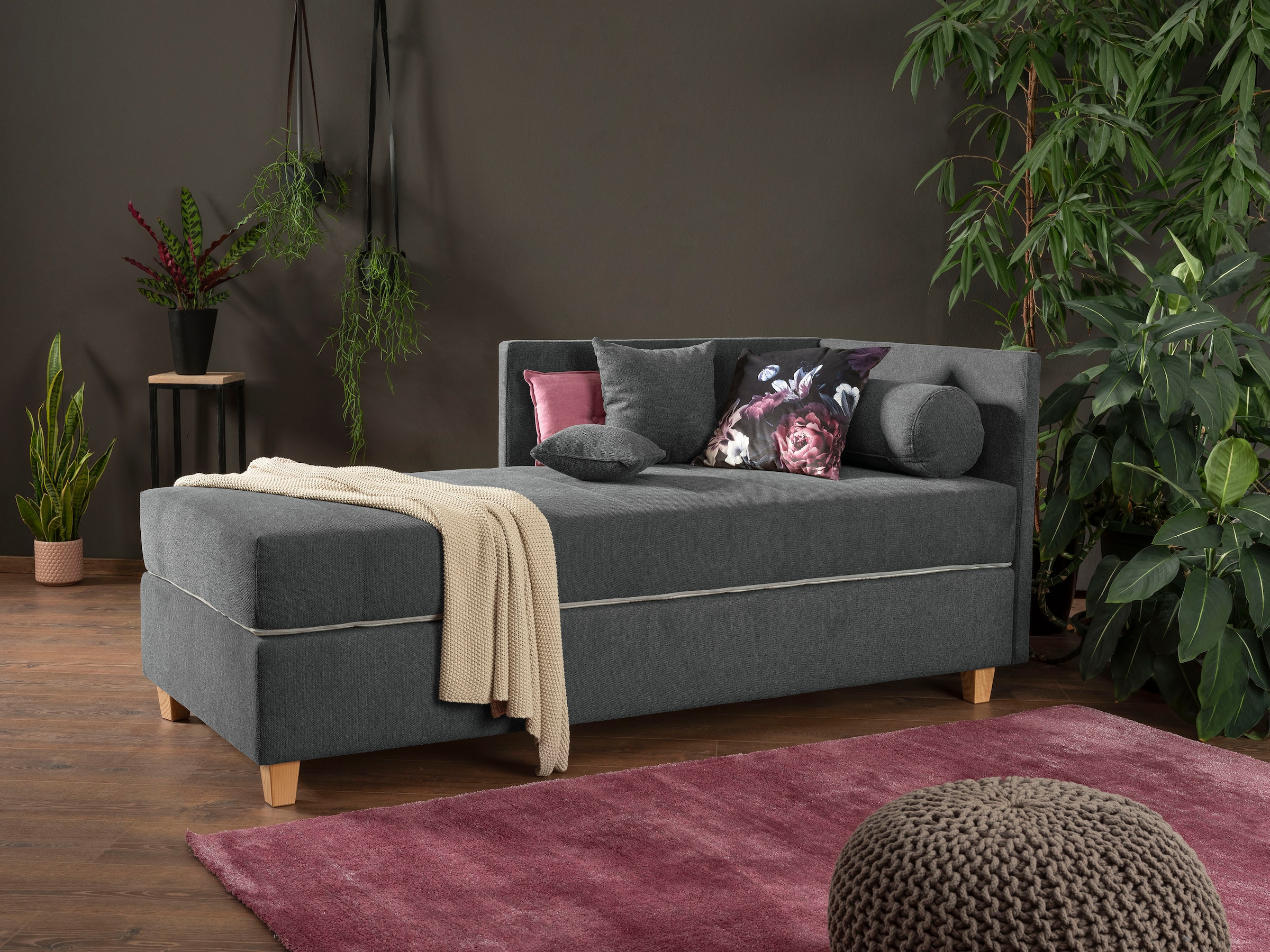 alina Schlafsofa »Kona«, 7-Zonen Taschenfederkernmatratze, Zierkissen-Set und Schlummerrollen
