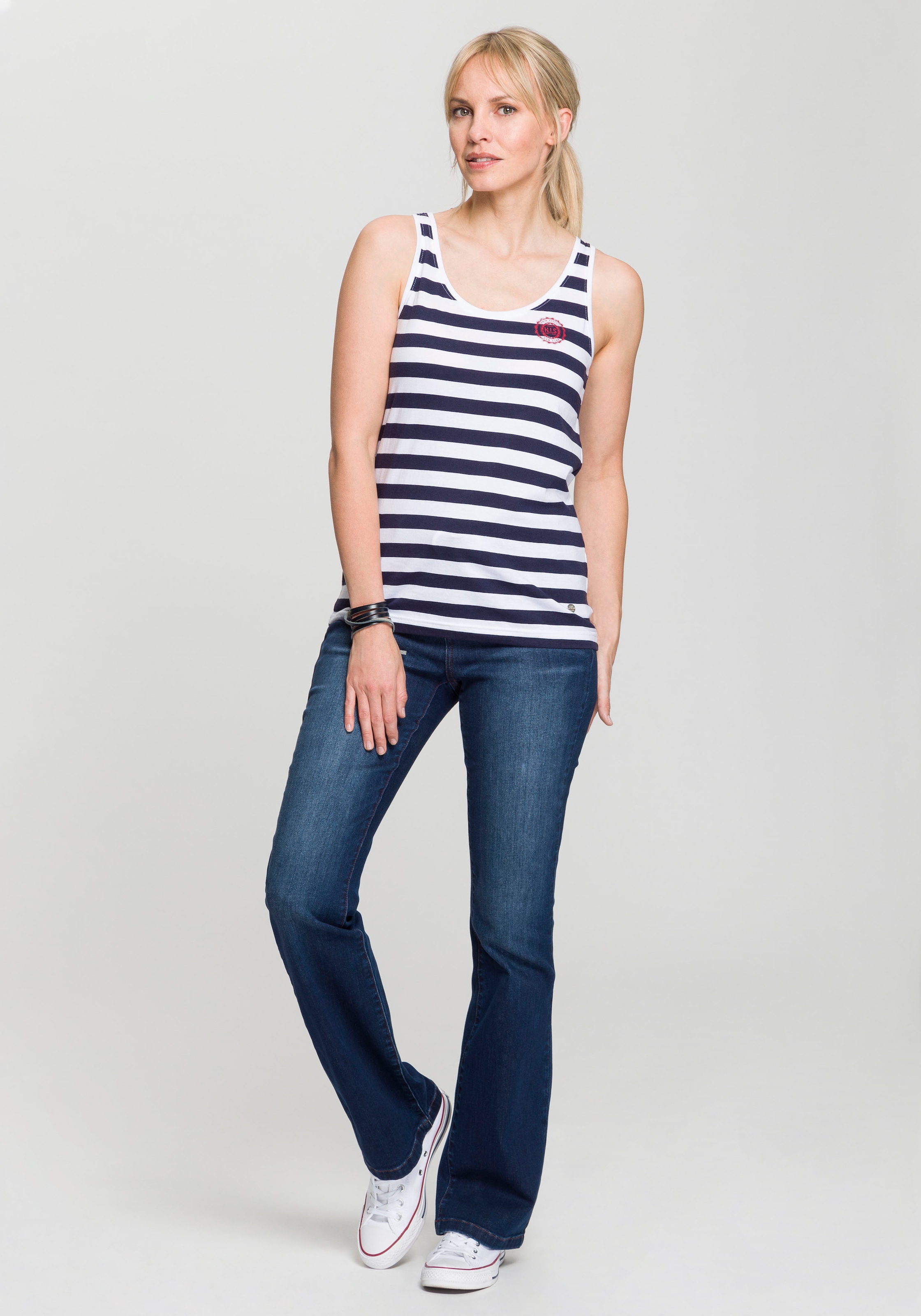 H.I.S Bootcut-Jeans »High-Waist«, hohe Taille, Bootcut, mit Used-Effekten, auch in Langgrößen