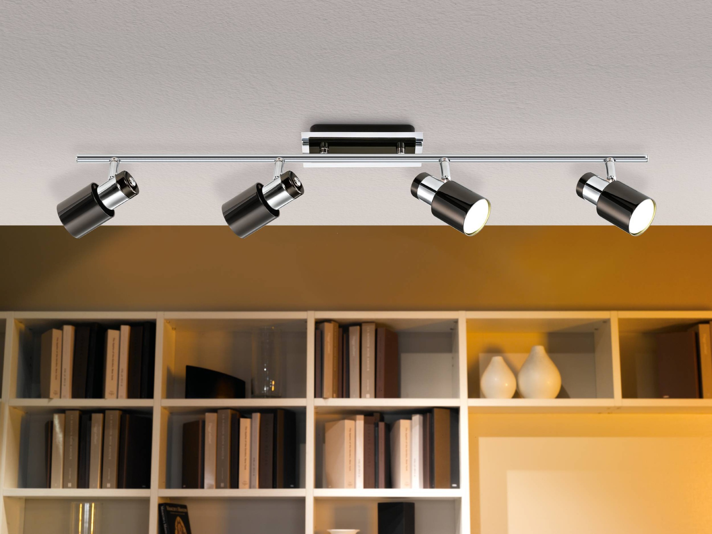 EGLO Deckenleuchte »Davida 1 Deckenlampe, Deckenspot aus Metall, Wohnzimmerlampe, GU10« GU10 1 Stk. Spot - L78 x B7 cm - nickel-nero - 4X4,6W inkl.