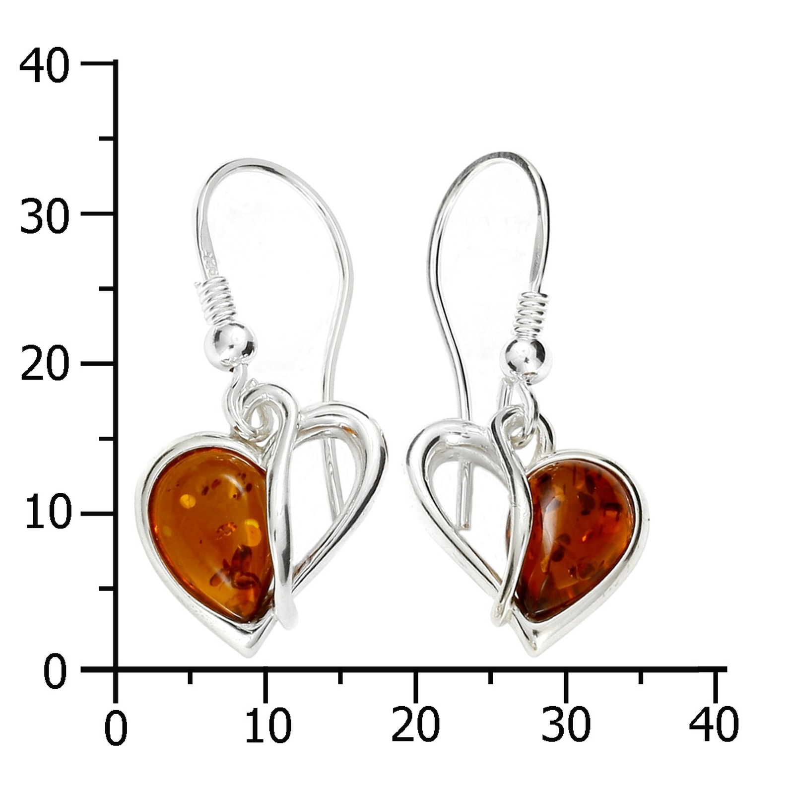 OSTSEE-SCHMUCK Paar Ohrhänger »- Herz - Silber 925/000 - Bernstein«