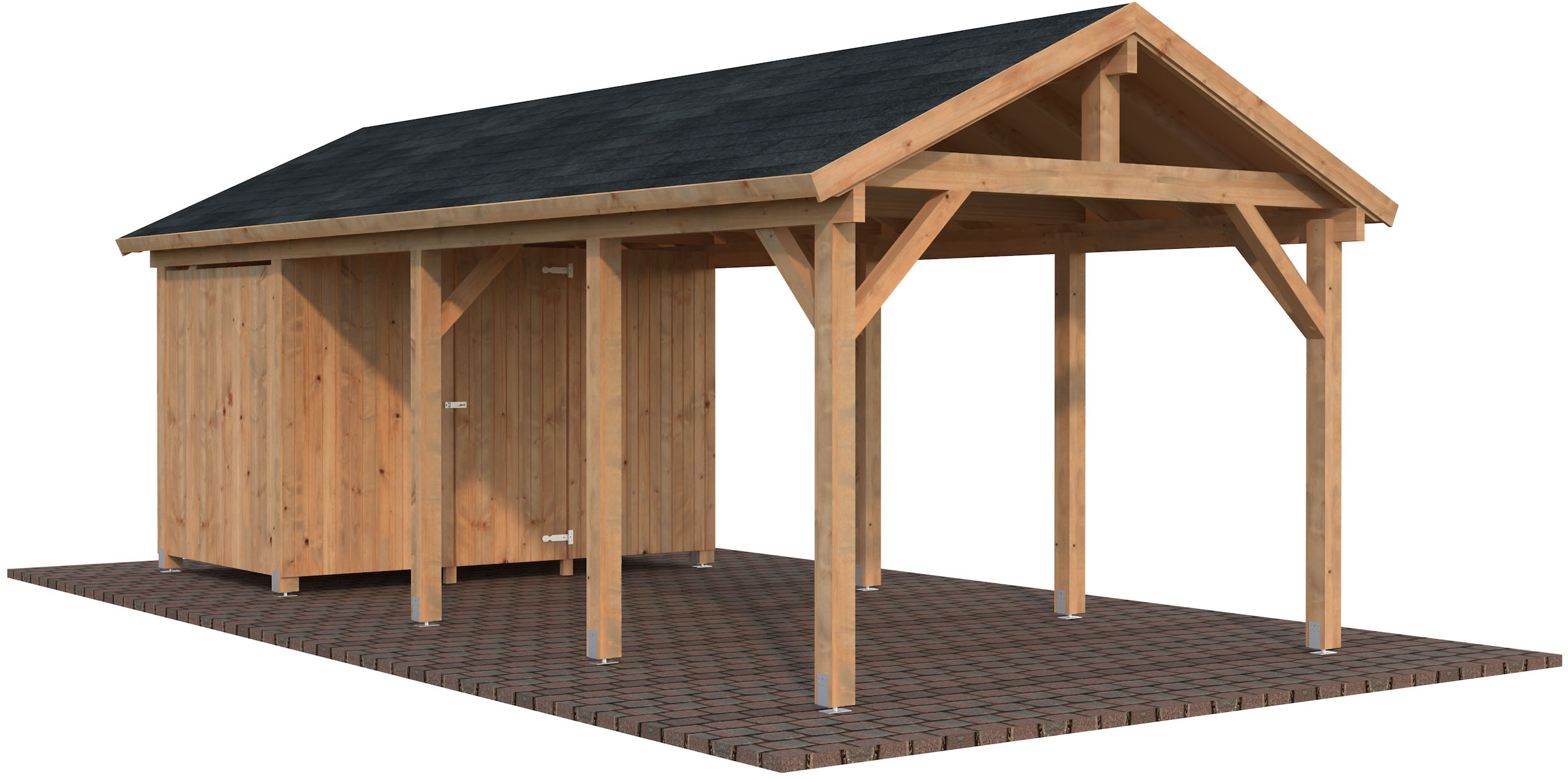 Palmako Einzelcarport "Robert mit Geräteraum" Massivholz 291 cm braun