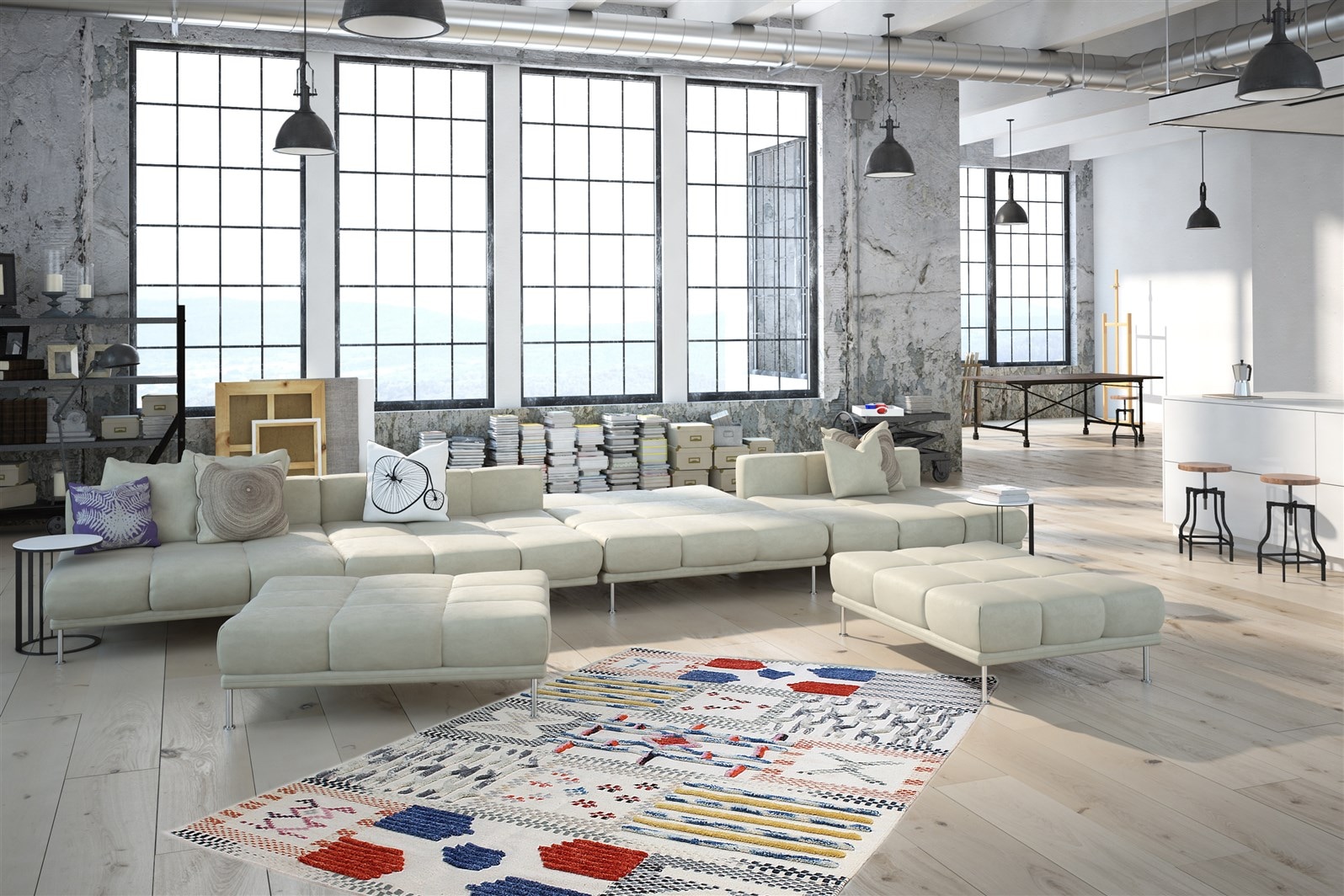 Teppich KAYOOM "Empire 110", beige (elfenbein, multi), B:200cm H:15mm L:290cm, Wolle, Teppiche, Teppich, Kreatives Design durch Ethno-Musterung. 2