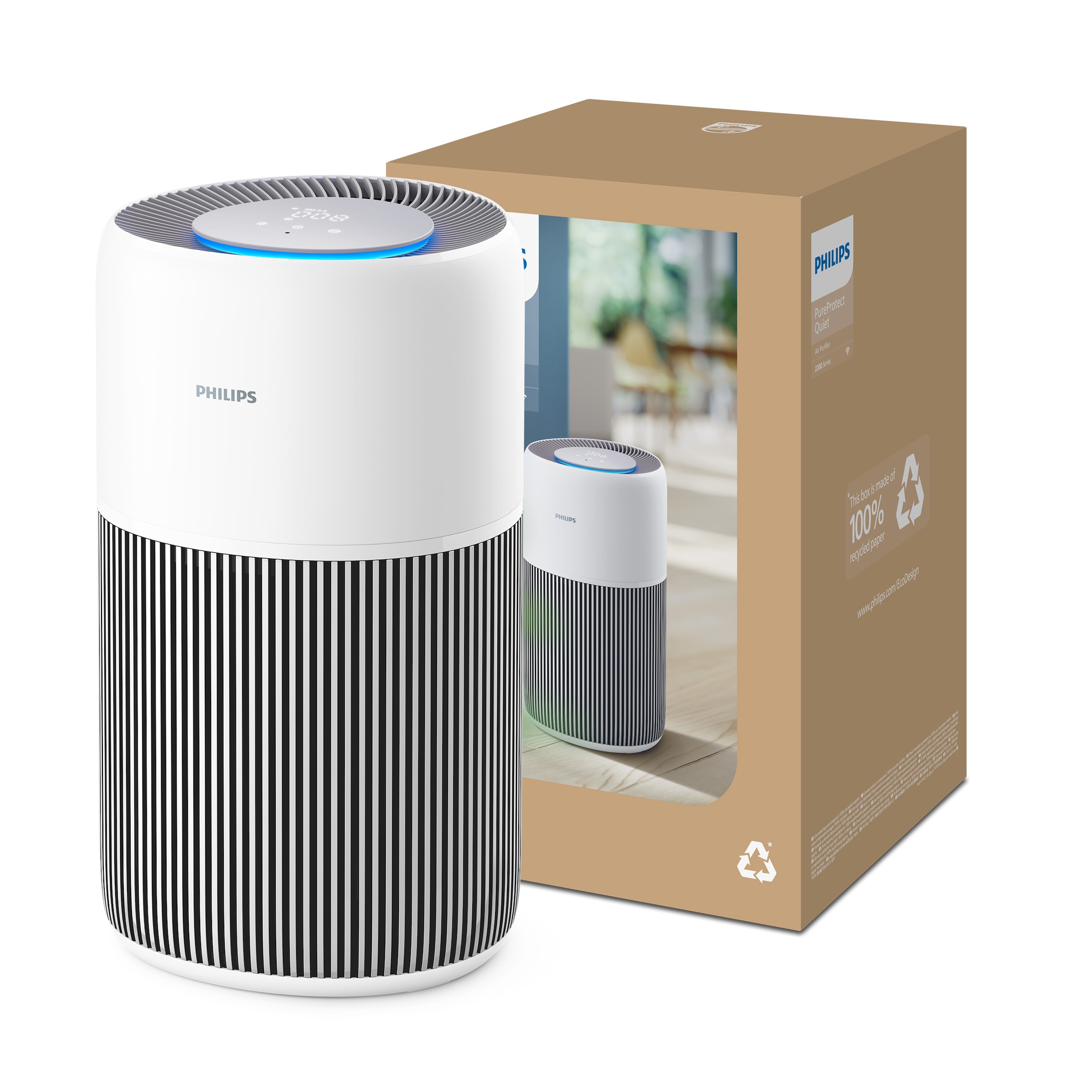Philips Luftreiniger »AC2220/10 PureProctect Quiet 2200 Series, Luftreinigungsrate 420 m³/h«, für 109 m² Räume, 3-Schichten-HEPA-Filtersystem, mit App Verbindung, leise