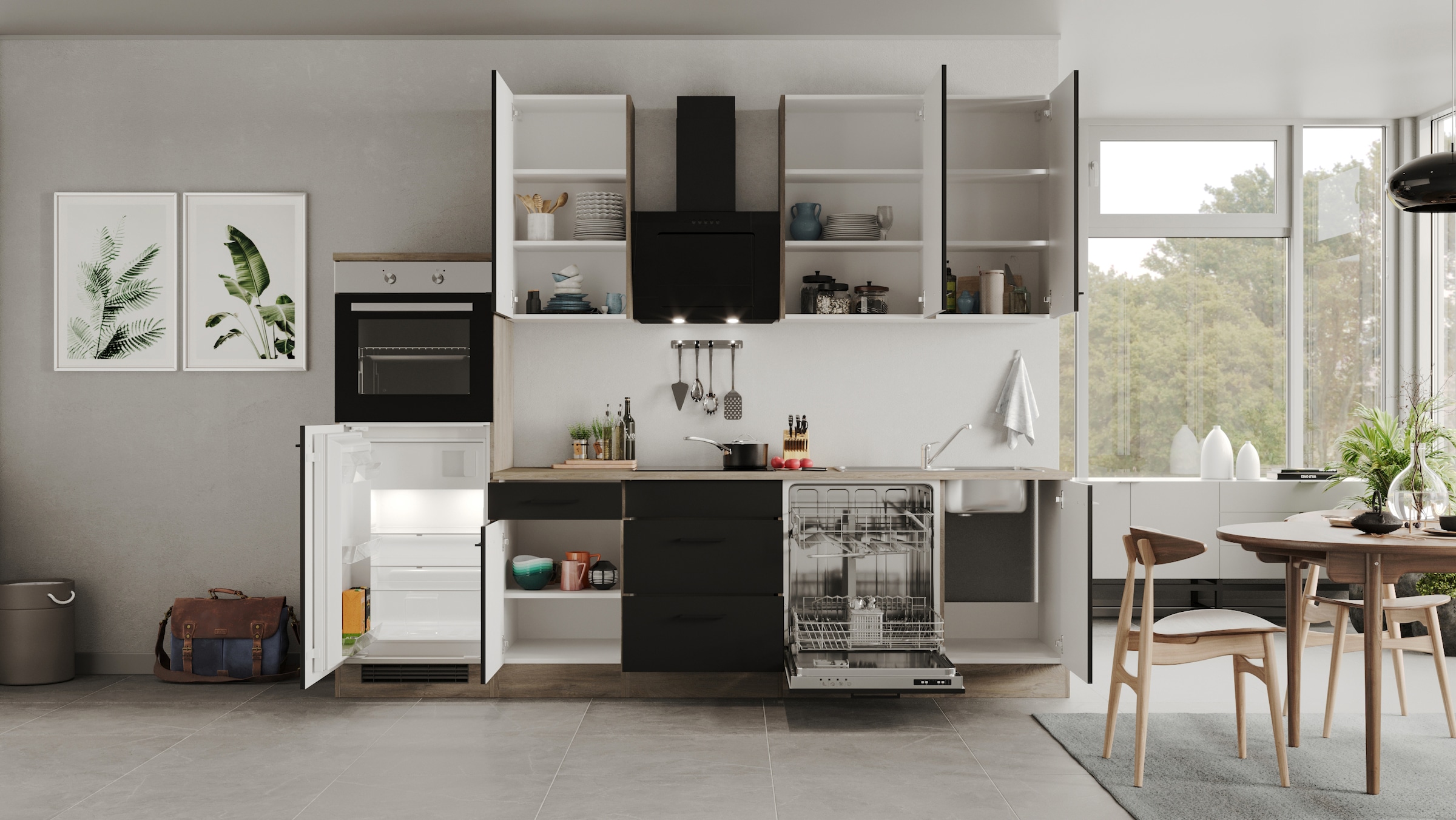 Flex-Well Küche »Capri«, mit und ohne E-Geräten erhältlich, Gesamtbreite 280 cm