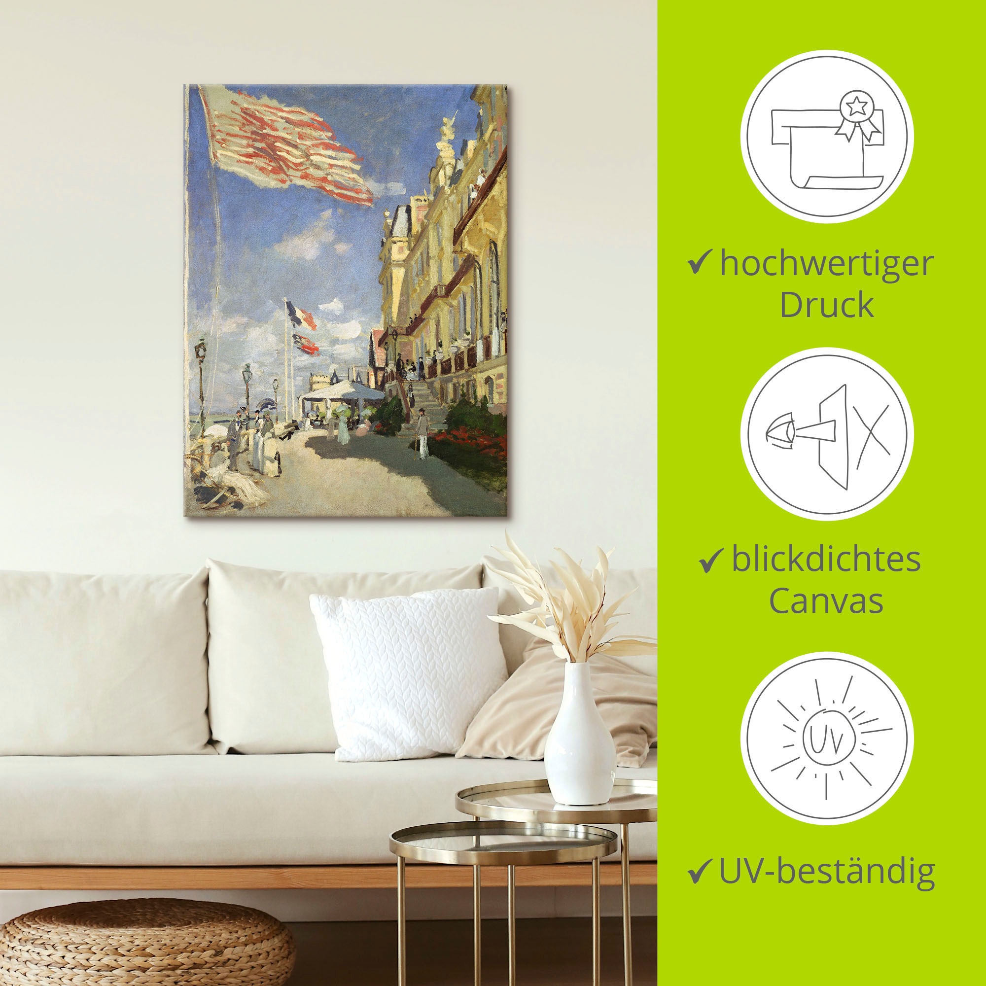 Artland Leinwandbild »Hotel des Roches Noires in Trouville«, Frankreich, (1 St.), auf Keilrahmen gespannt