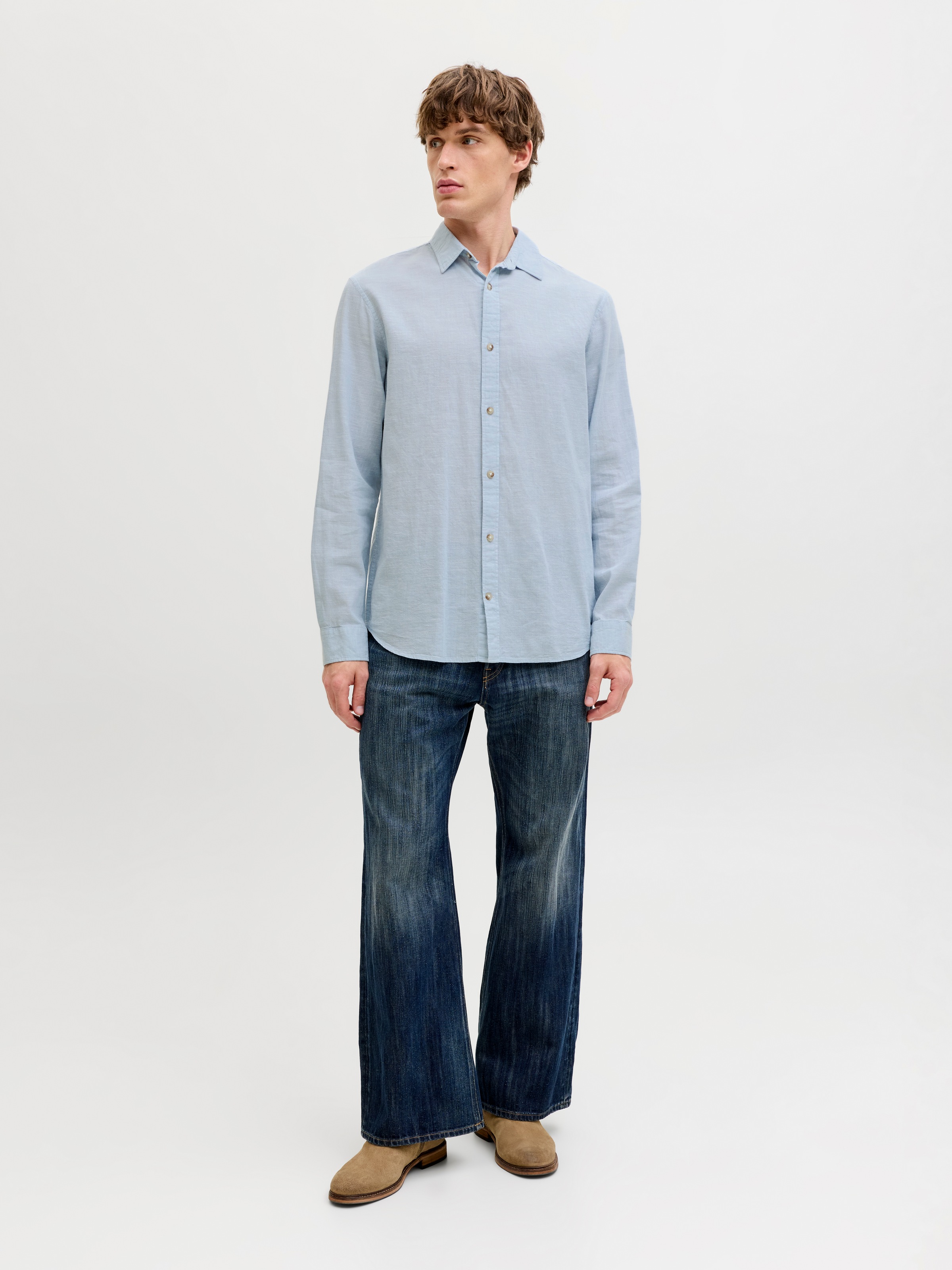 Jack & Jones Esummer Linen Blend Shirt Celestial Blue Men 10