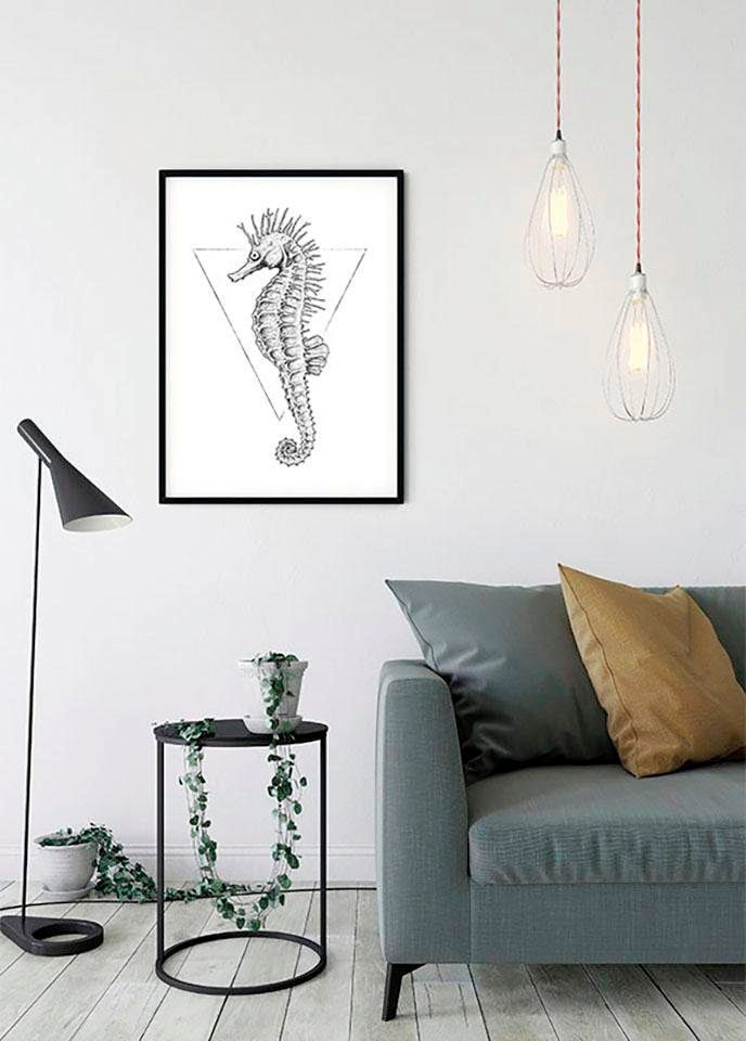 Bild KOMAR "Sea Horse White", silber (farbe bild(er): silberfarben), B:30cm H:40cm, Holz, Papier, Bilder, Bild, Wandbild zur Dekoration - ohne Rahmen