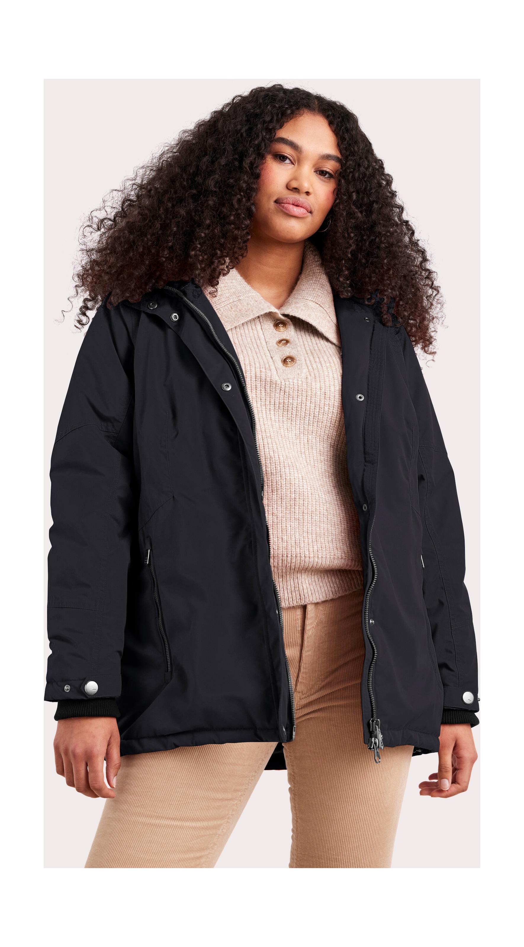 STOY Funktionsjacke »STW 4 WMN JCKT« Wasserdicht, atmungsaktiv, mit Teddy Fleece, abnehmb. Kapuze