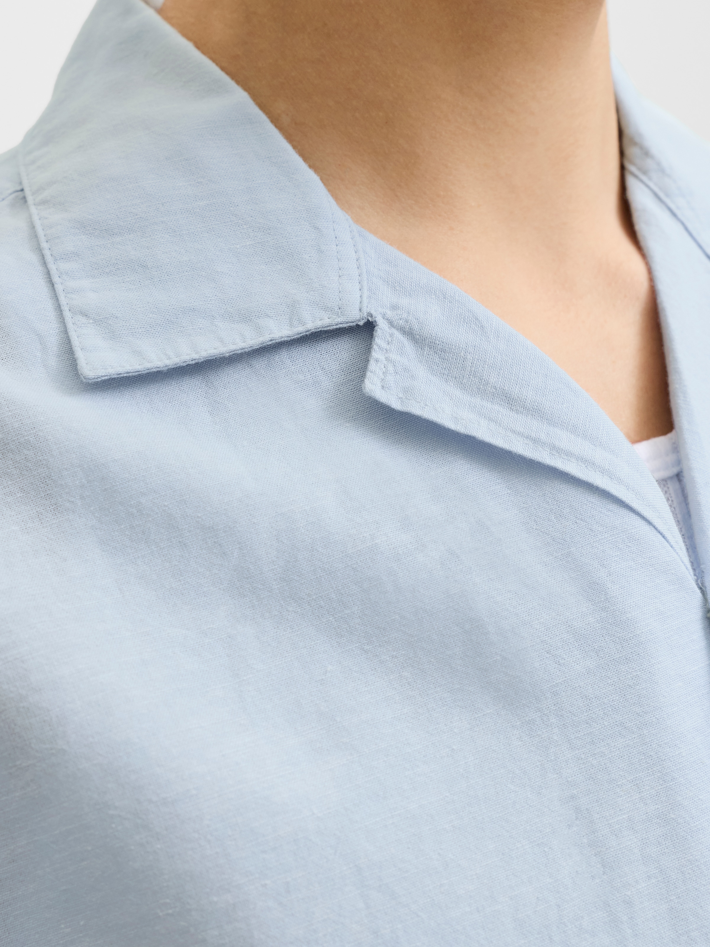 Jack & Jones Ebreeze Linen Blend Resort Short Sleeve Shirt Celestial Blue Men 6