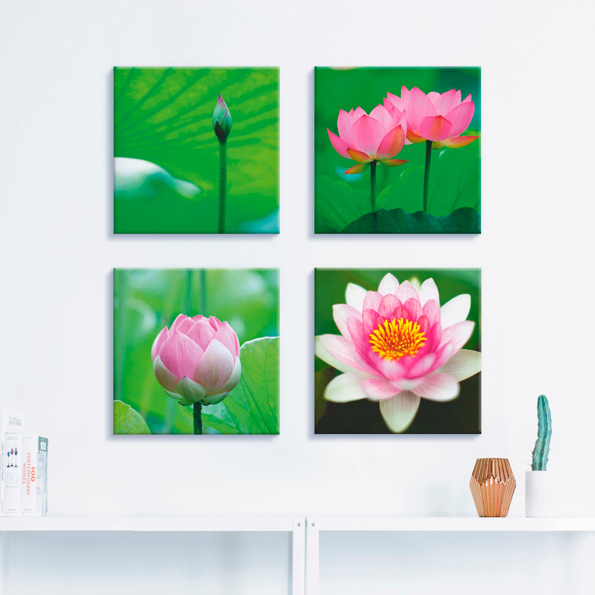 Artland Leinwandbild »Lotusblumen Motive«, Blumen, (4 St.), 4er Set, verschiedene Größen