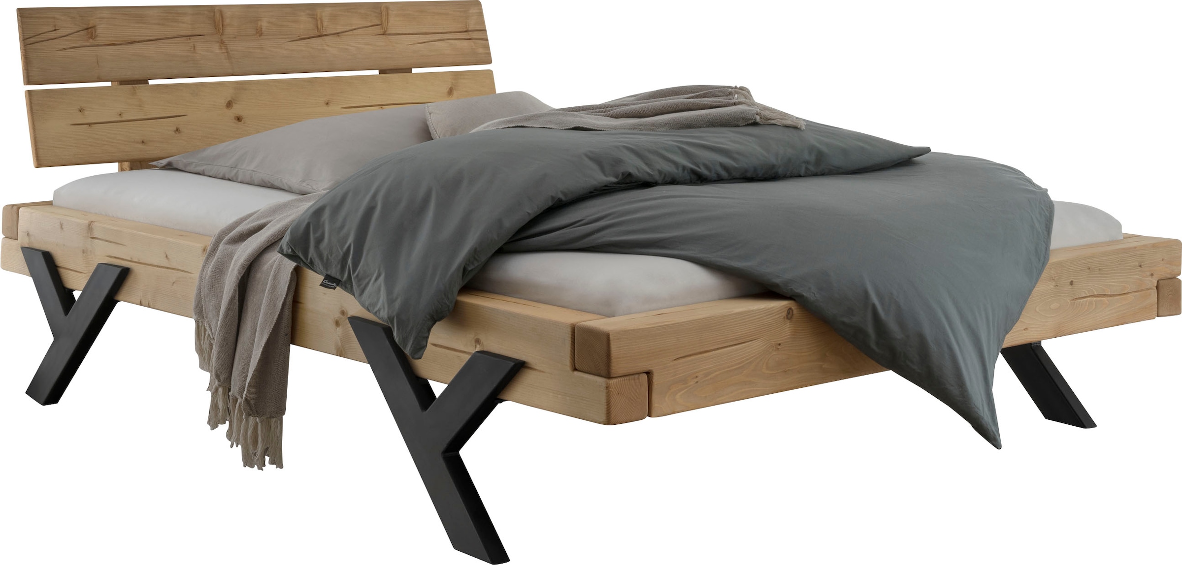Home affaire Massivholzbett "Ultima Balkenbett Doppelbett, Füße aus Metall günstig online kaufen