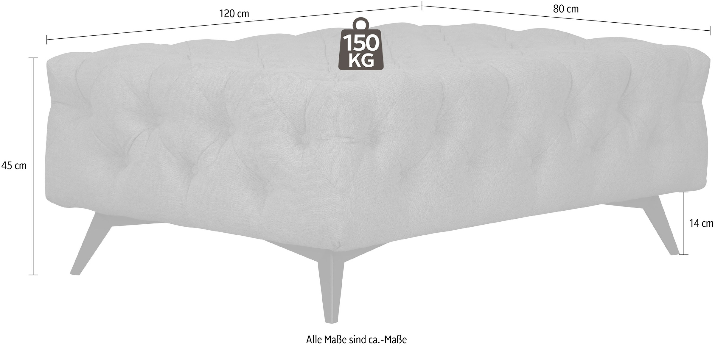 Leonique Polsterhocker »Amaury«, Chesterfield-Optik, Breite 120cm, Fußfarbe wählbar