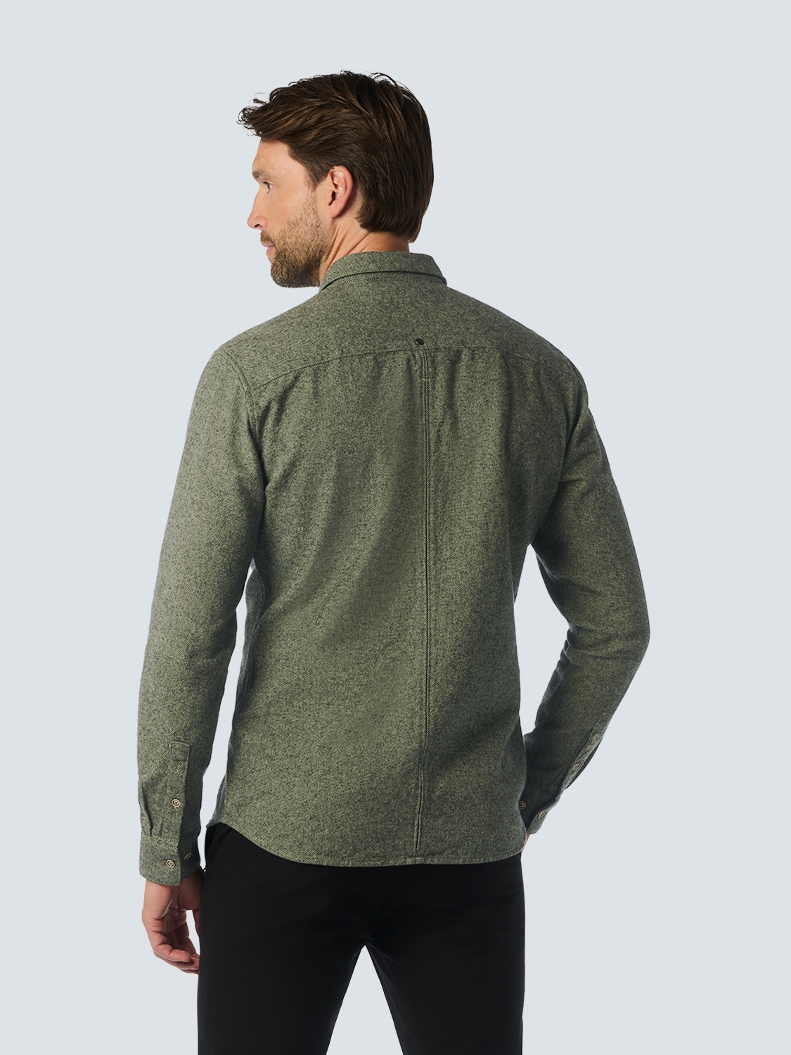 NO EXCESS Langarmhemd »No Excess Zweifarbiges Twill-Hemd«