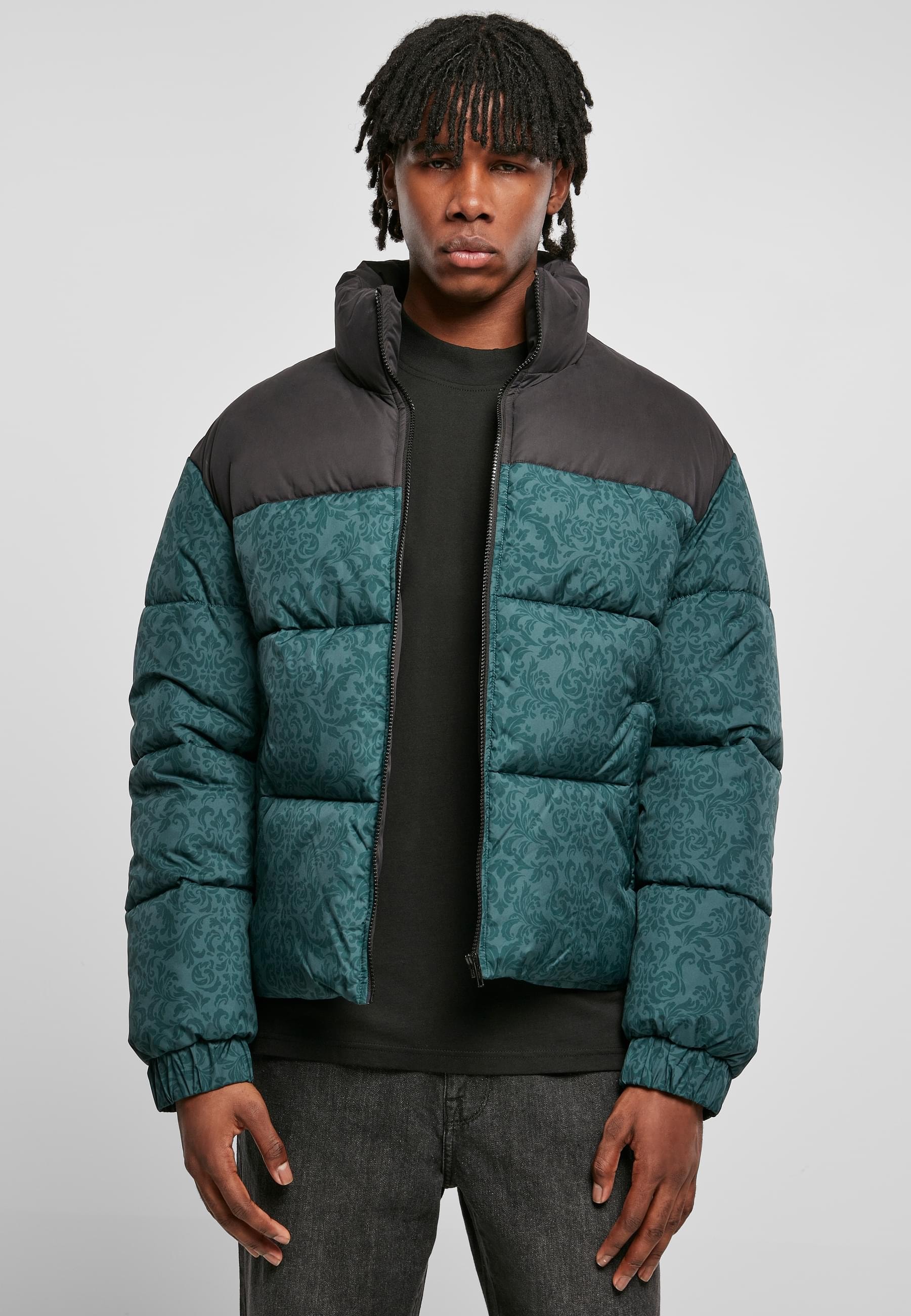 URBAN CLASSICS Winterjacke »Urban Classics Herren AOP Retro Puffer Jacket«, (1 St.), ohne Kapuze