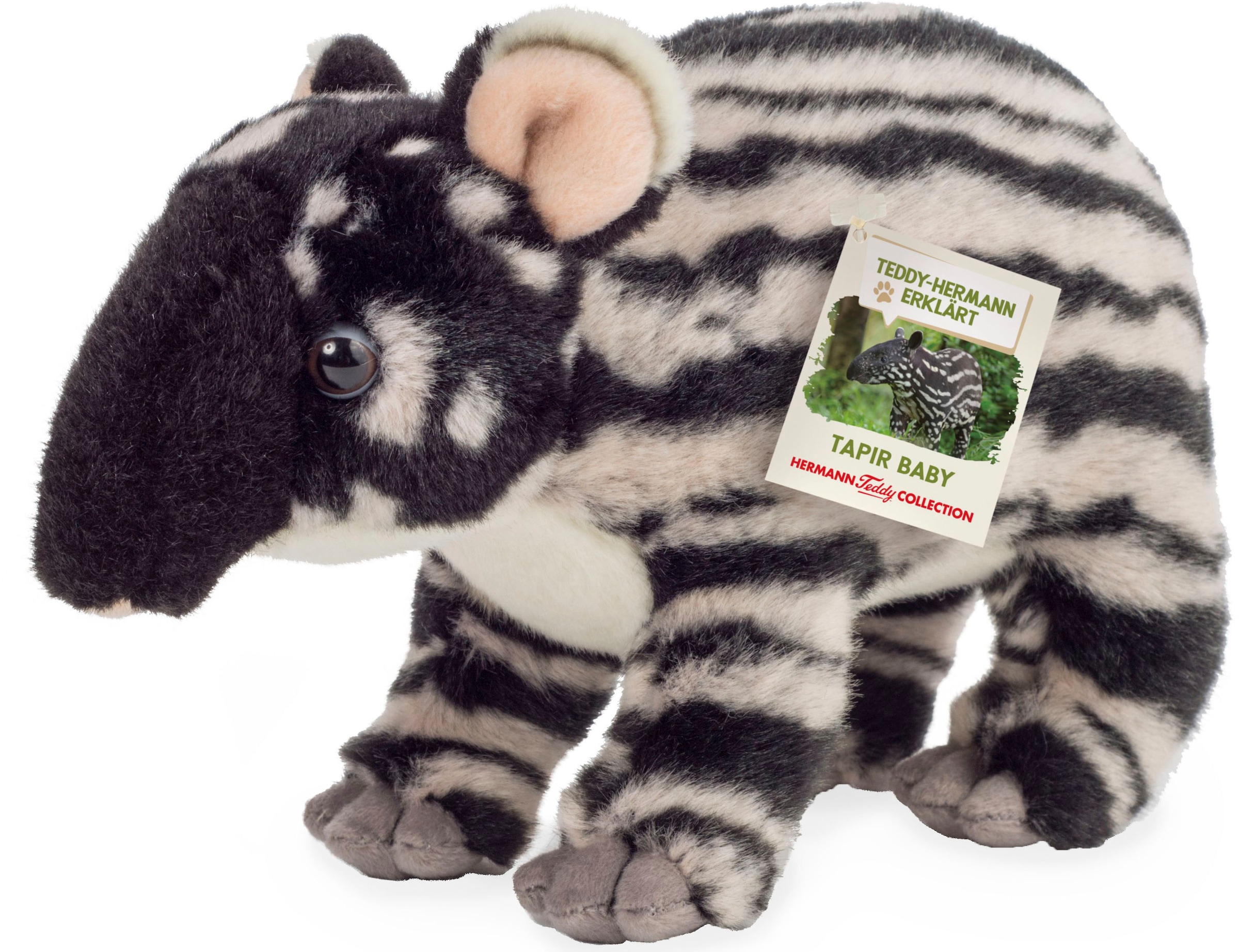 Kuscheltier »Tapir Baby 24 cm, schwarz/weiß«, zum Teil aus recyceltem Material