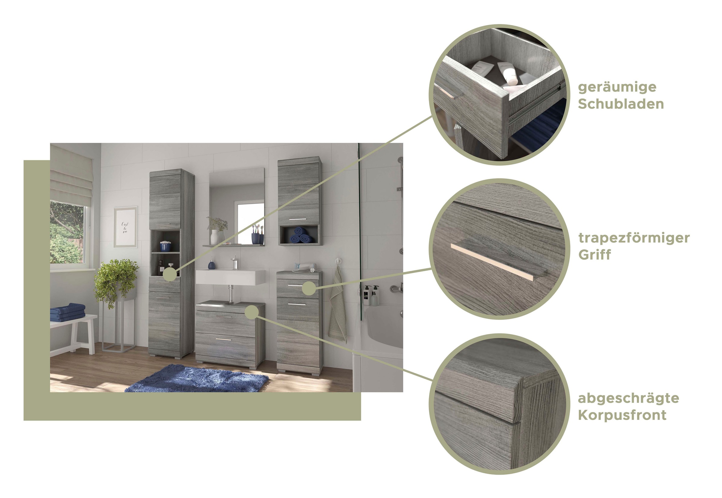 INOSIGN Unterschrank »Siena«, (1 St.), Badmöbel Badschrank, 1 Tür, 1 Schubkasten, Breite 37 cm