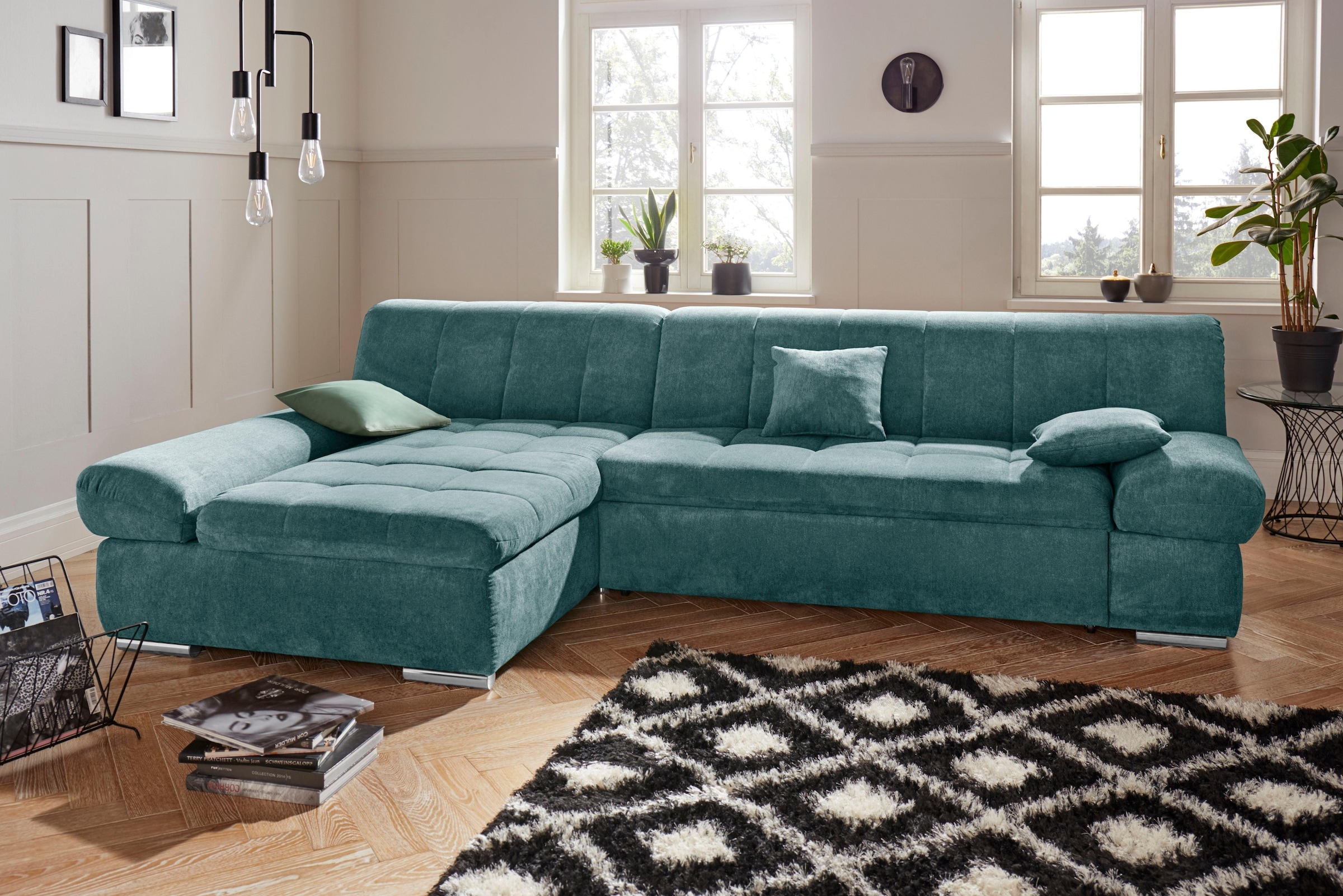 DOMO collection "MONA 297x173 cm, modern & komfortabel, optional mit Komfortfunktionen" whlw. mit Bettfunktion, L-Form