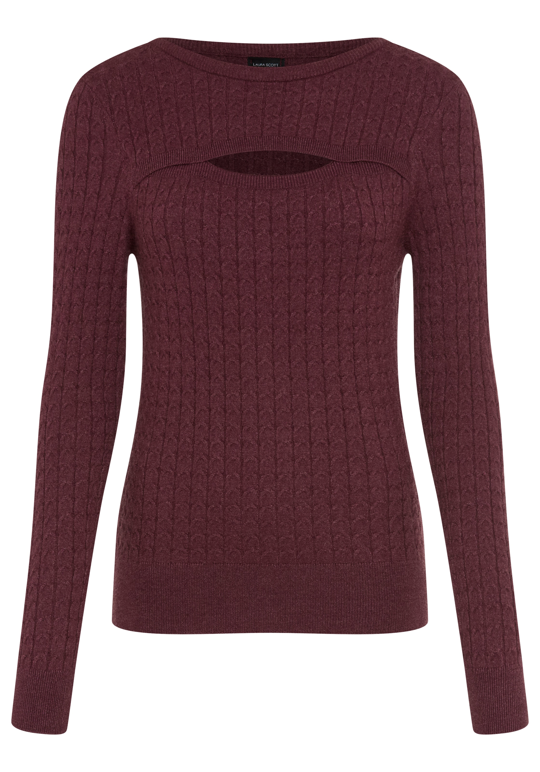 Laura Scott Strickpullover »mit figurbetonter Passform, aus Feinstrick« aus Zopfstrick mit femininen Cutout-Design