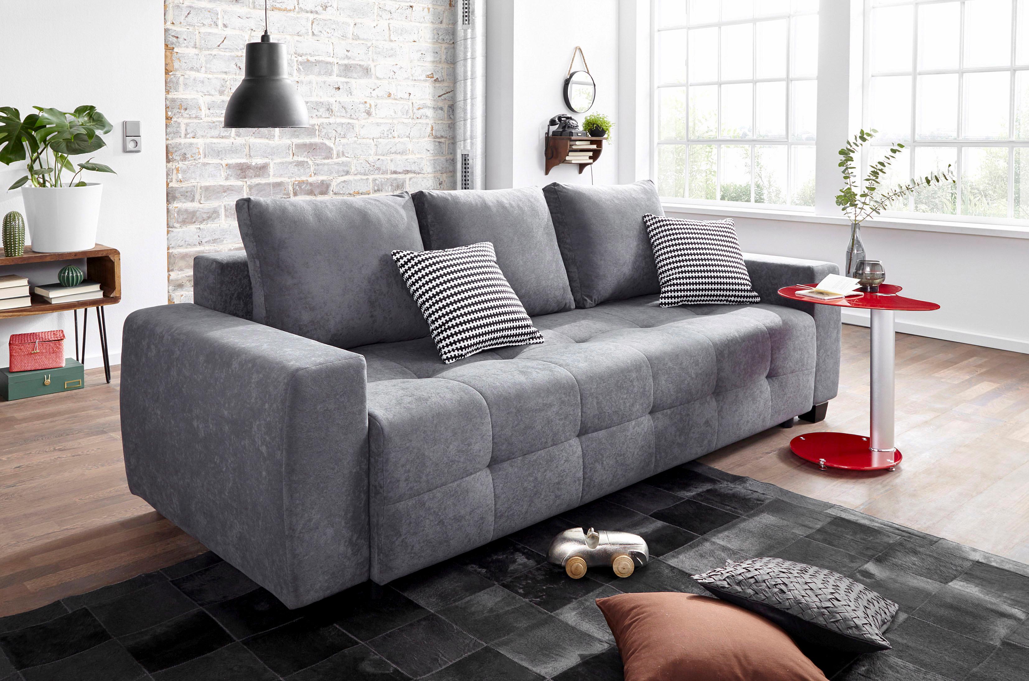 OTTO home Schlafsofa "Bella B: 241 cm, Liegefl. 142x194 cm mit Bettkasten & Zierkissen" Schlafcouch mit Gästebett, 2 Zierkissen inklusive, frei stellbar