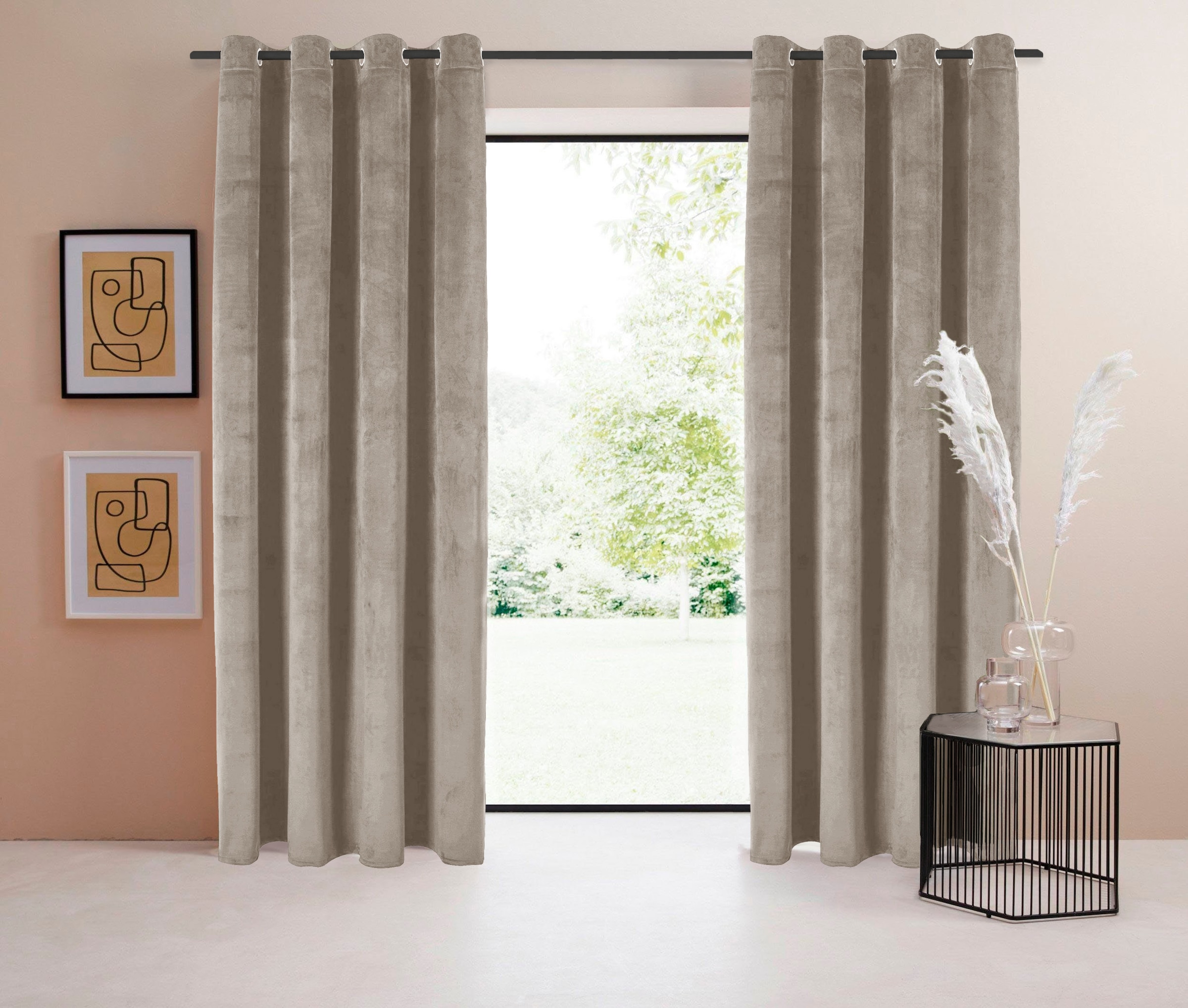 LeGer Home by Lena Gercke Gardine "LADINA" Ösen 1 Stk. tlg. blickdichter Vorhang, Samt Vorhang - Premium