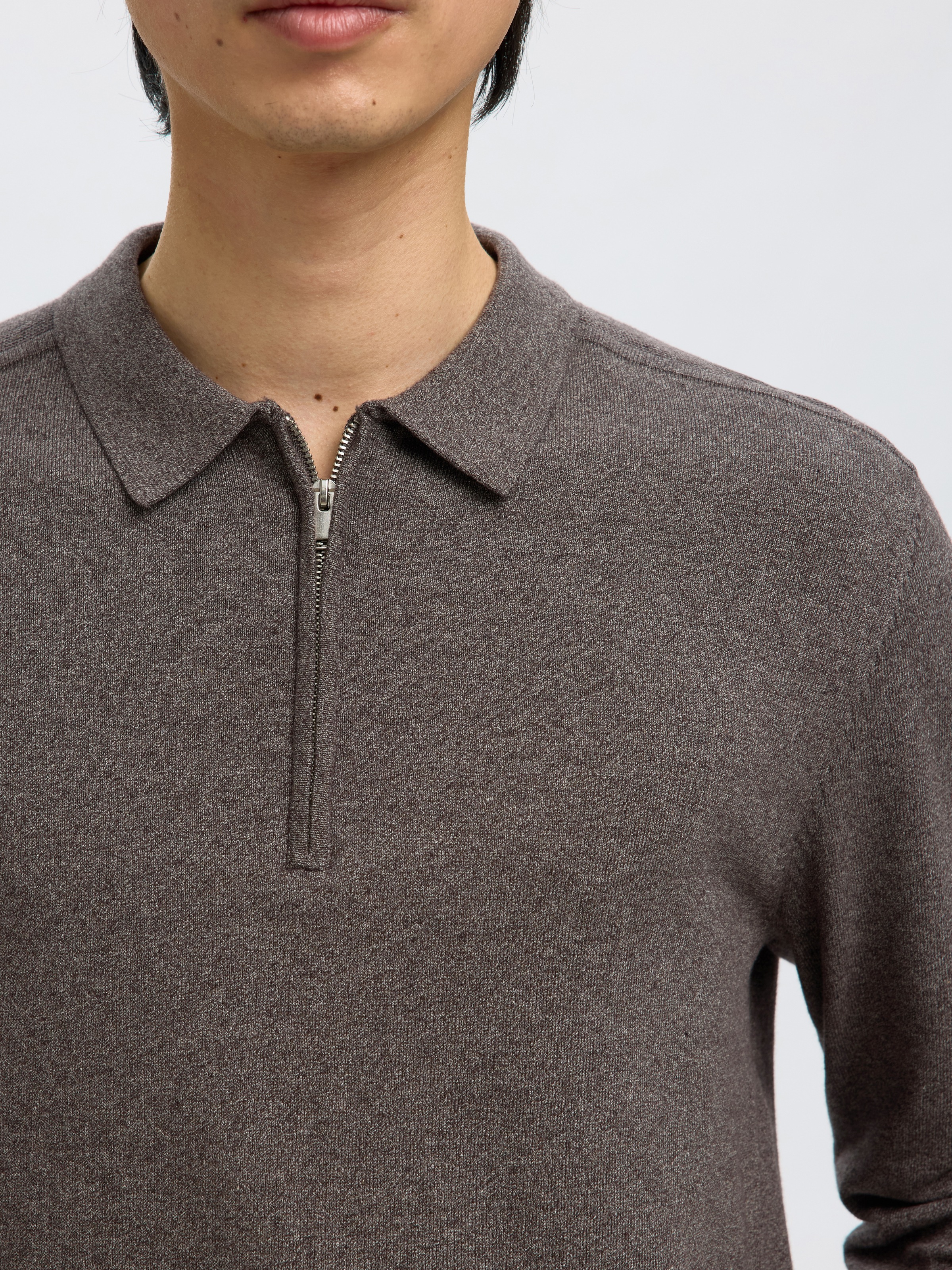 SELECTED Polokragenpullover "SLHBERG LS HALF ZIP POLO NOOS" günstig online kaufen