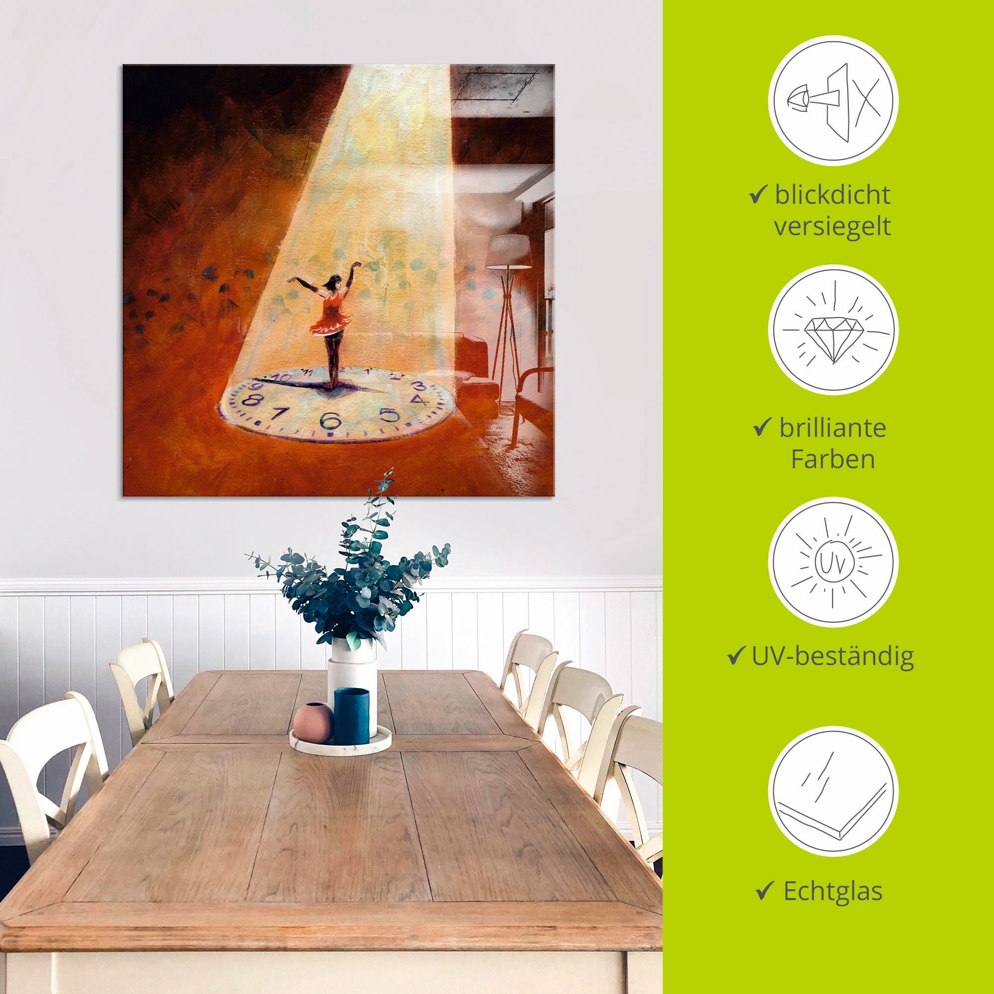 Artland Glasbild »Im Jetzt sein«, Frau, (1 St.), in verschiedenen Größen